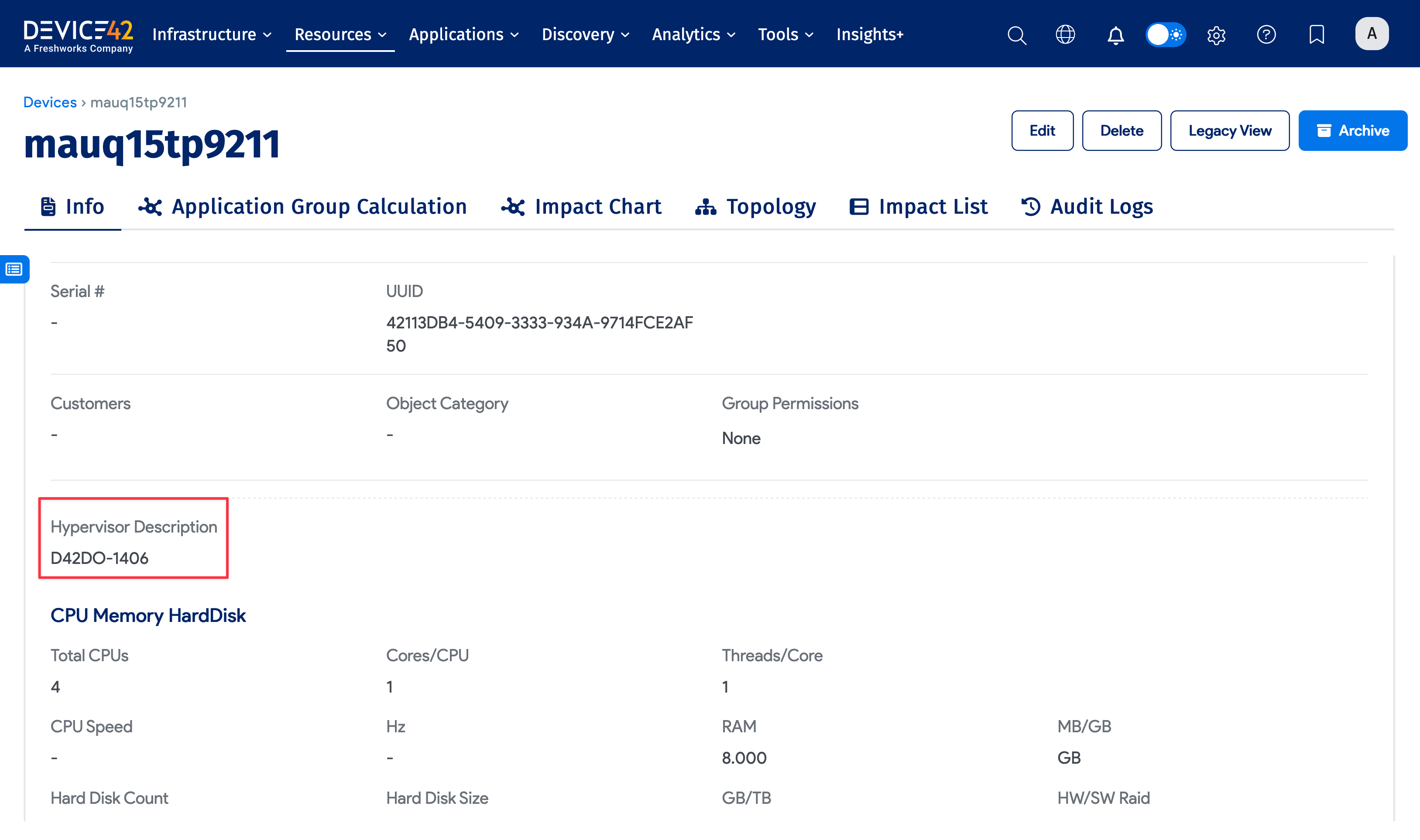 Hypervisor description field