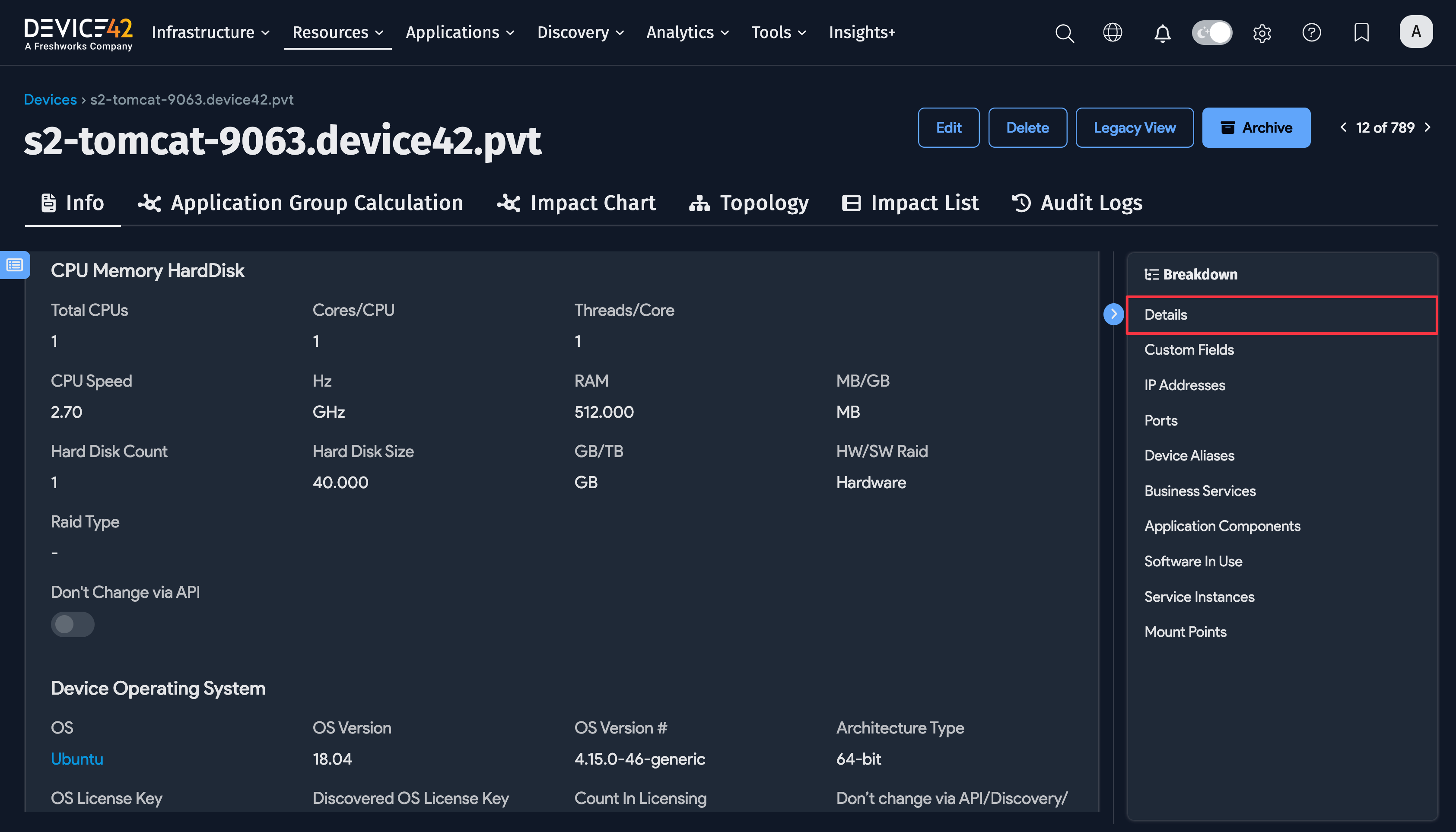 Virtual device details