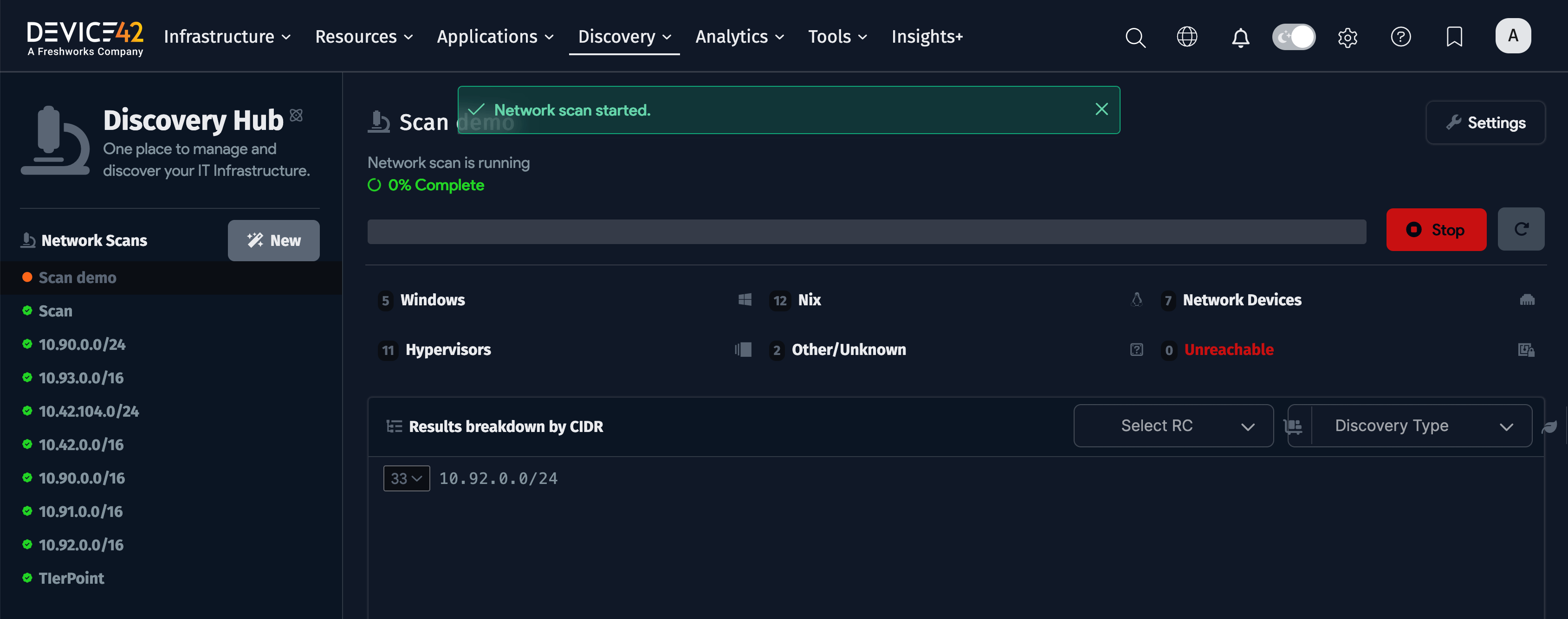 Hub scan in progress