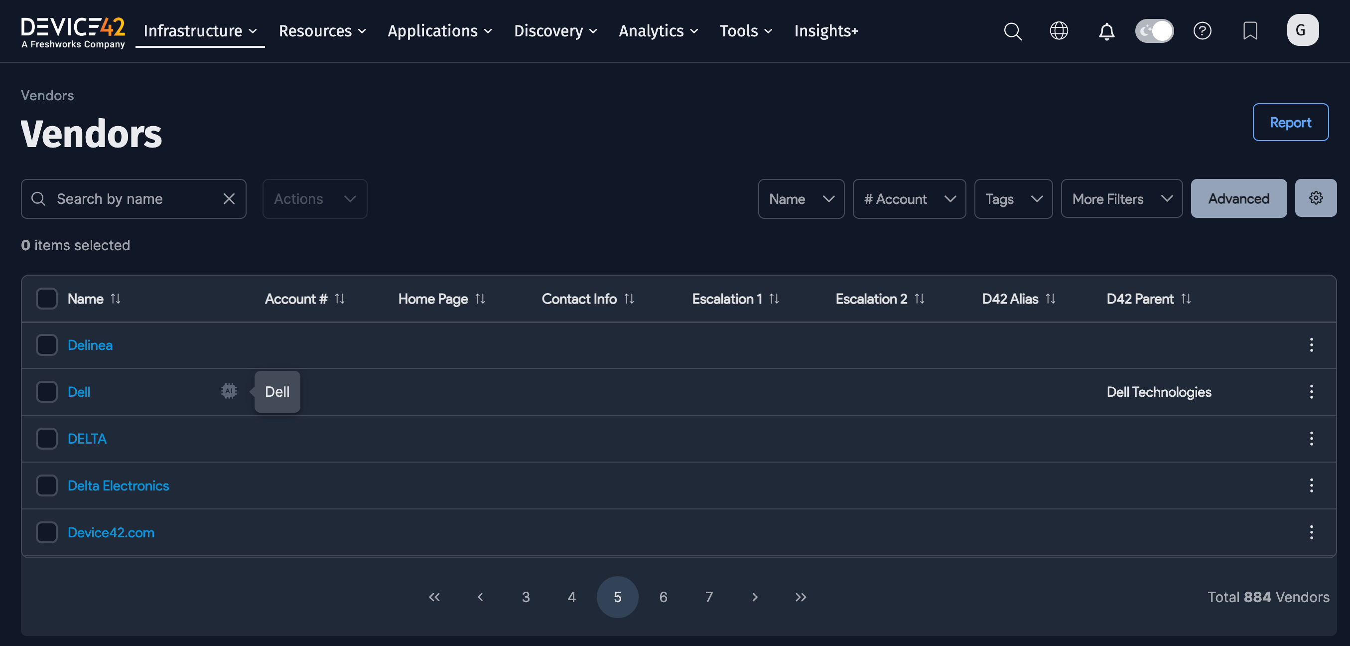 EnrichAI symbol on Vendor list page
