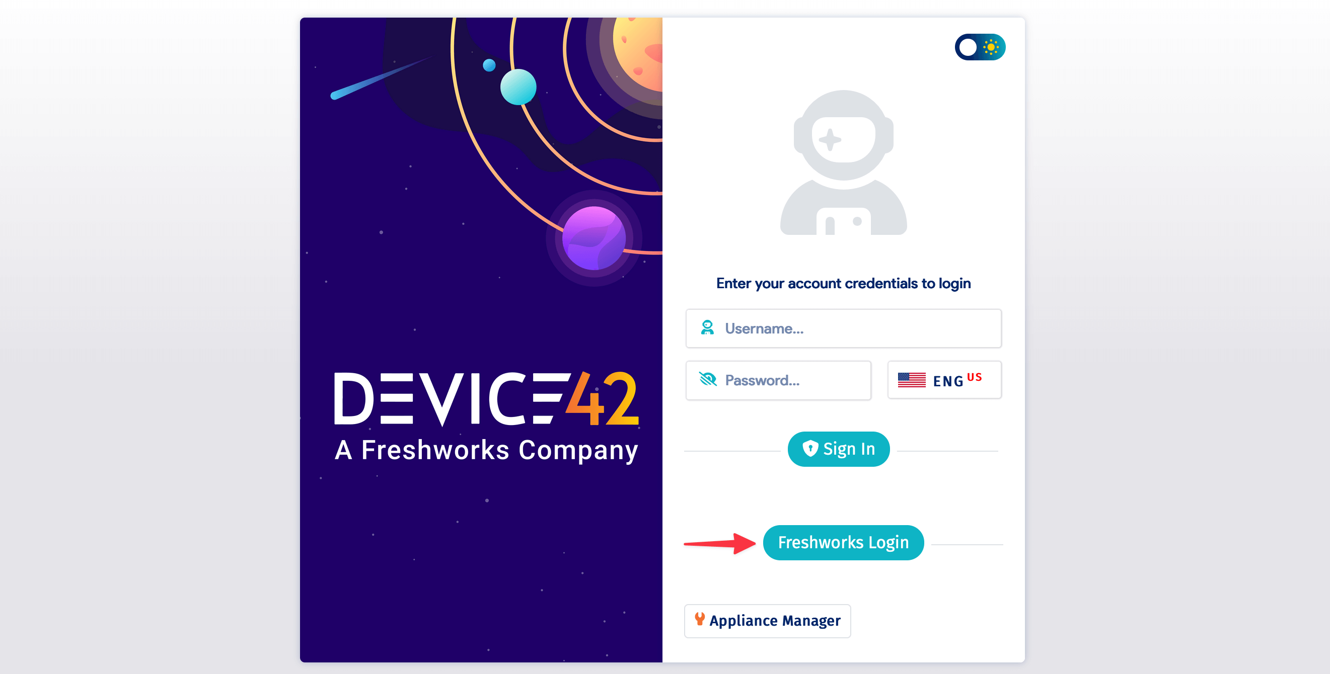 Freshworks login button