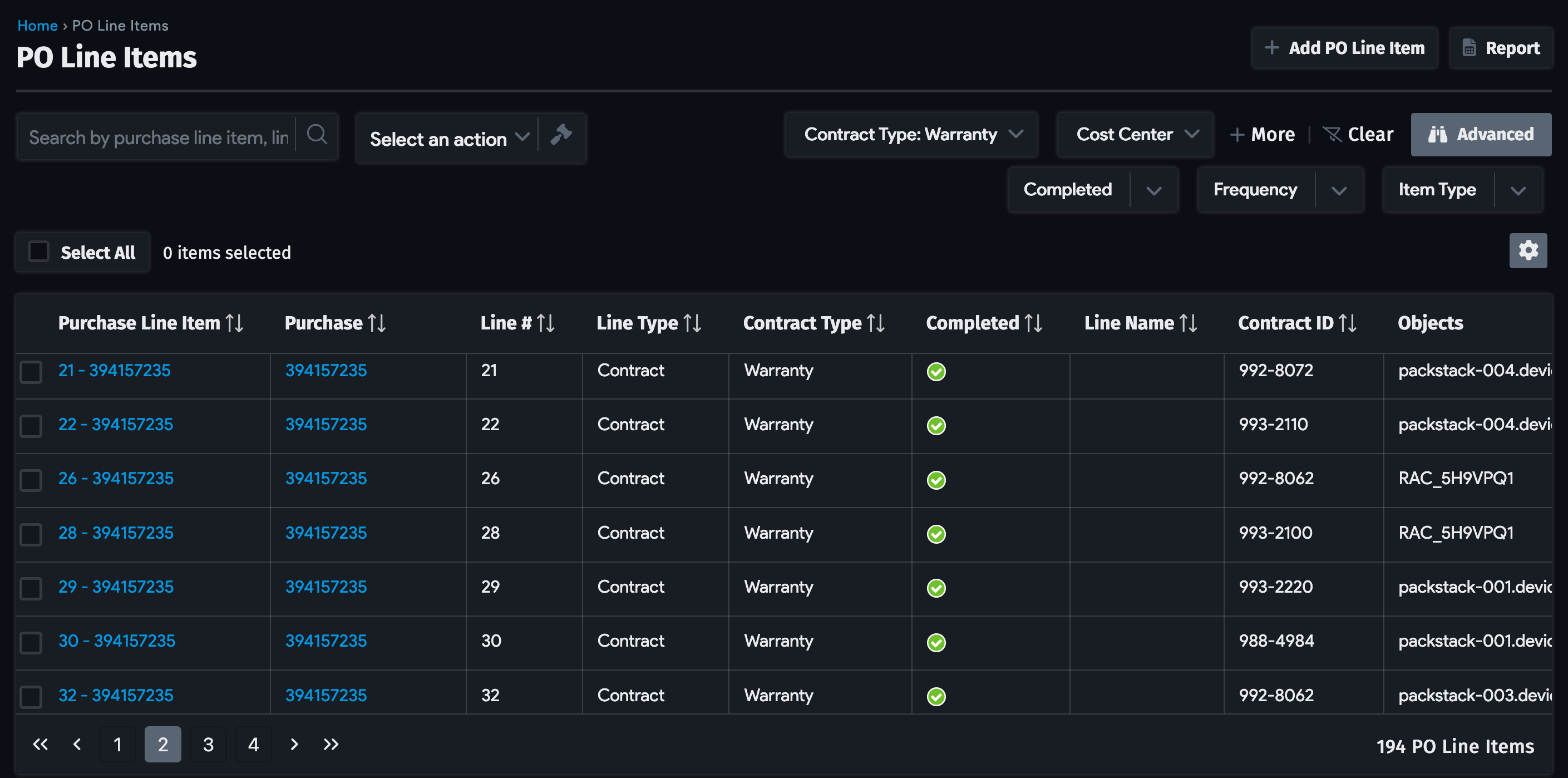Warranty items in Device42