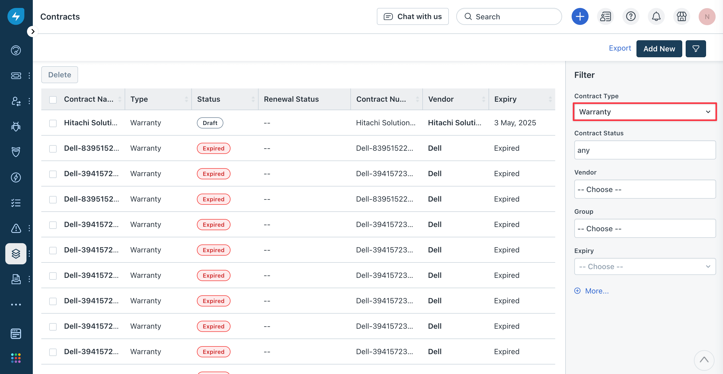 Warranty Contract Type in Freshservice