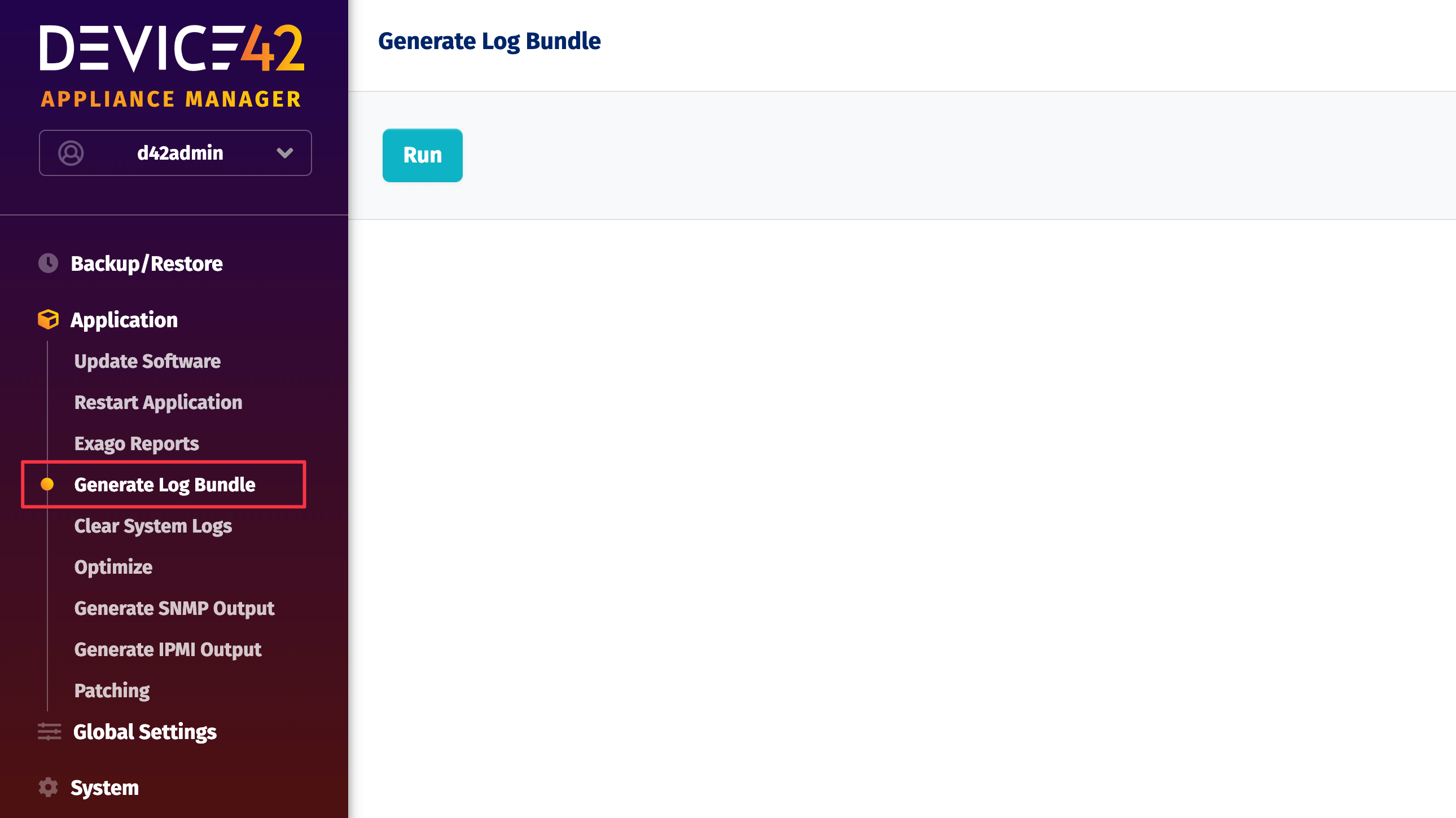 Generate Log Bundle via Appliance Manager