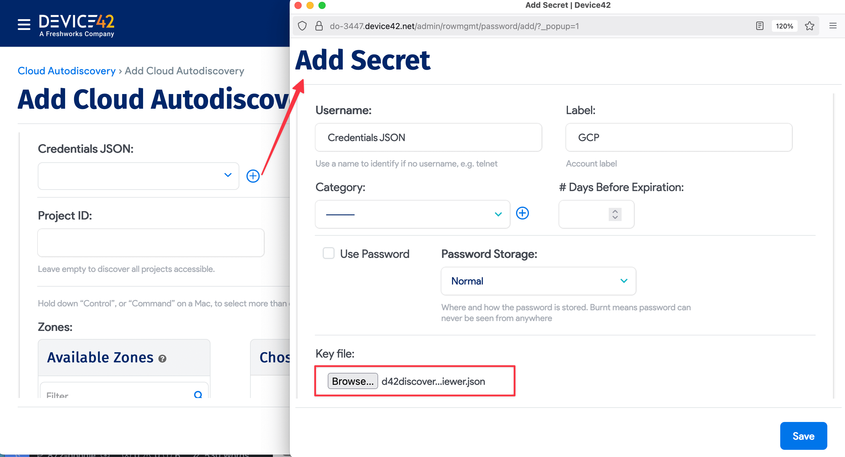 Add JSON as new Secret