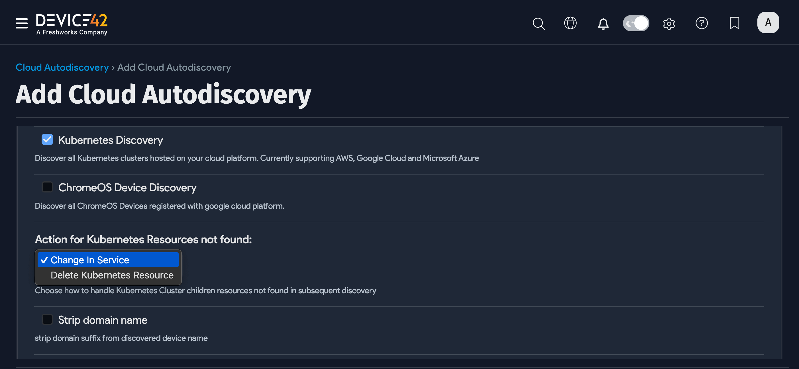 Kubernetes Discovery option