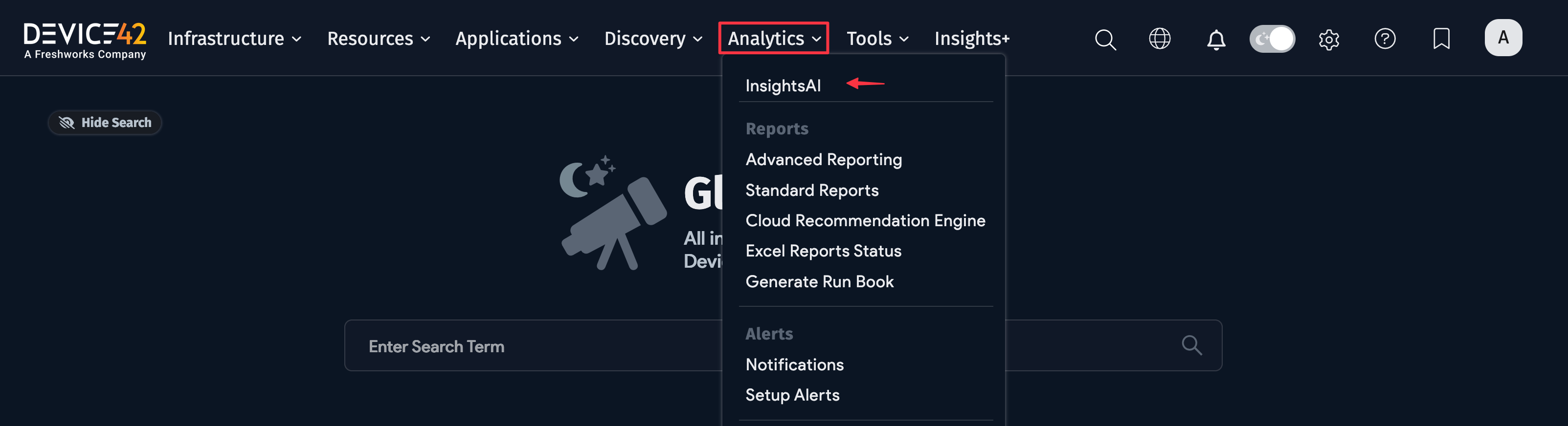 InsightsAI menu location