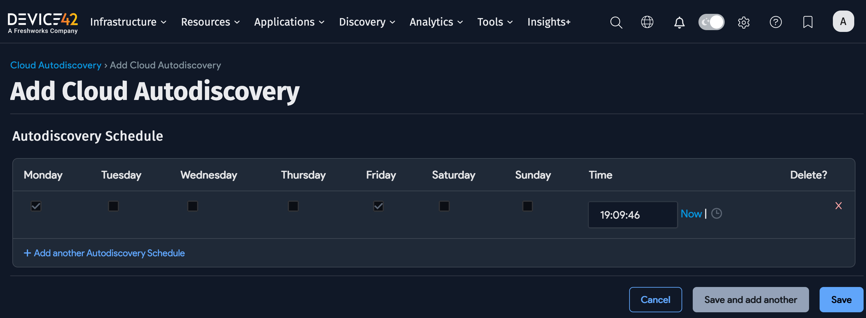 Create a discovery schedule