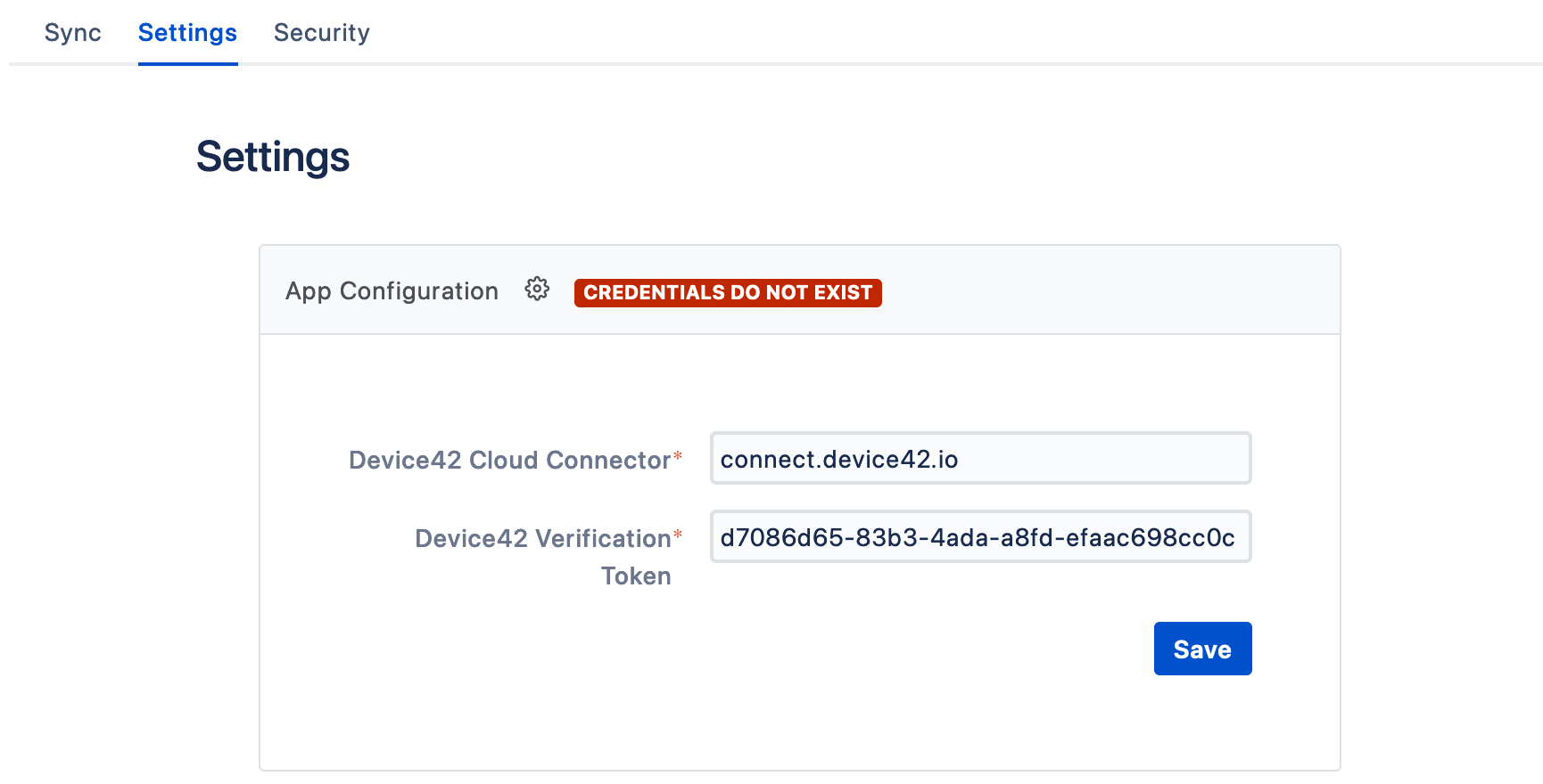 JSM Device42 app settings