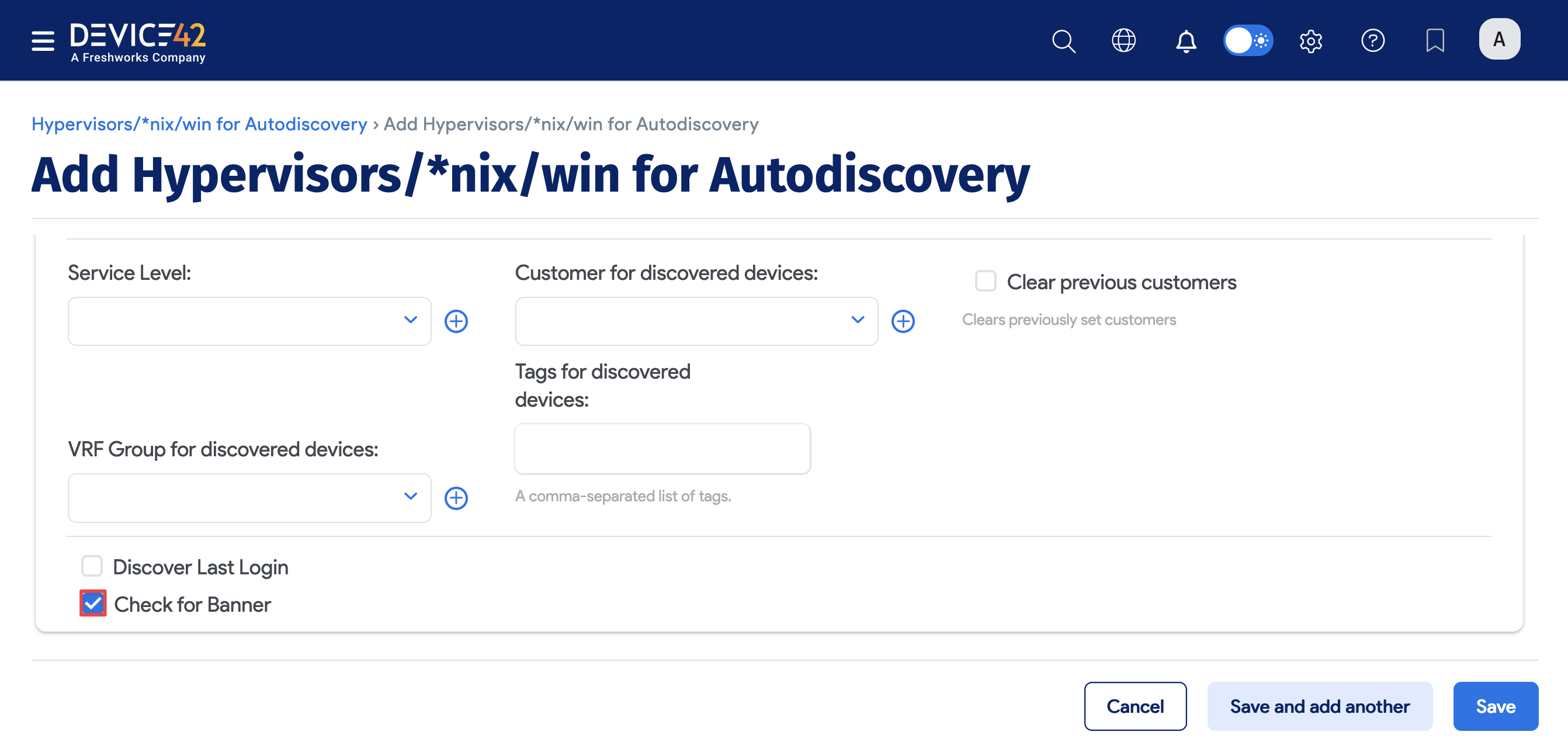 Check for Banner option