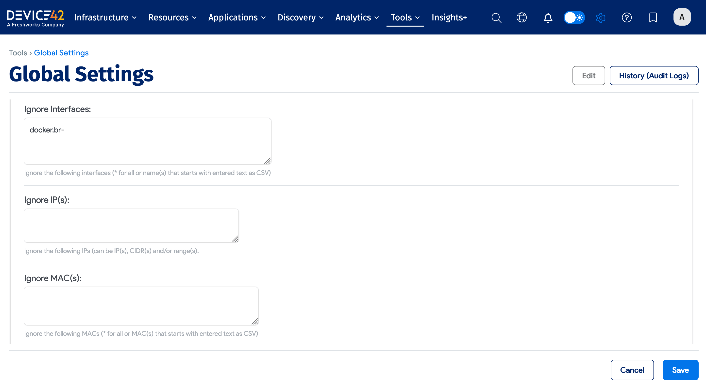 Global Ignore options