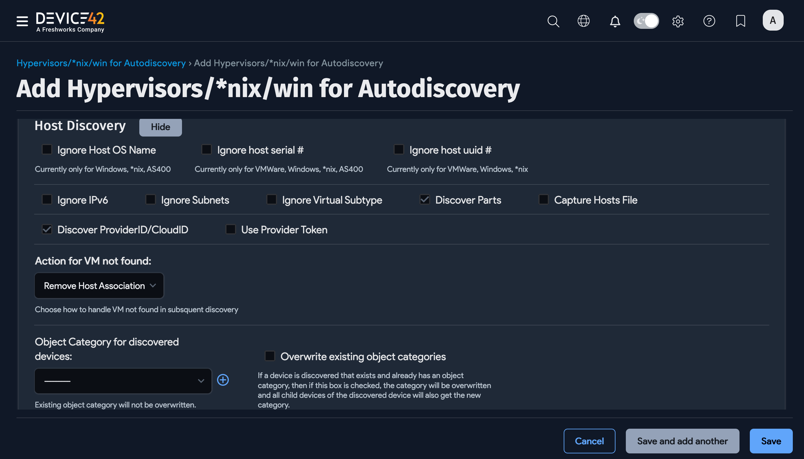 Host Discovery options