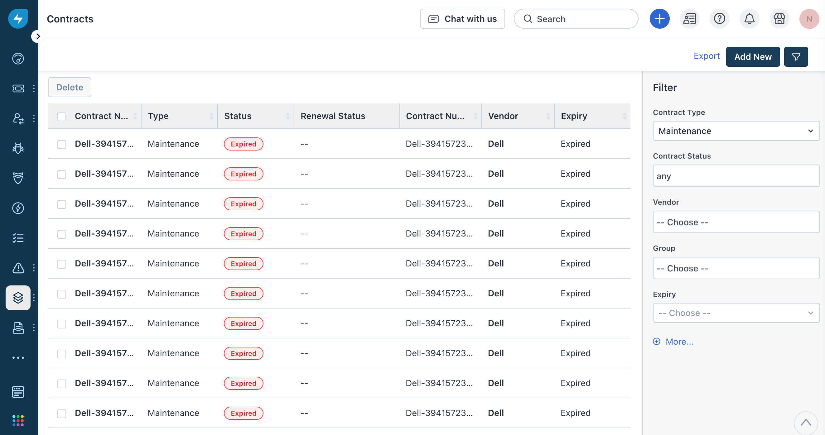 Synced Maintenance Contract Type in Freshservice