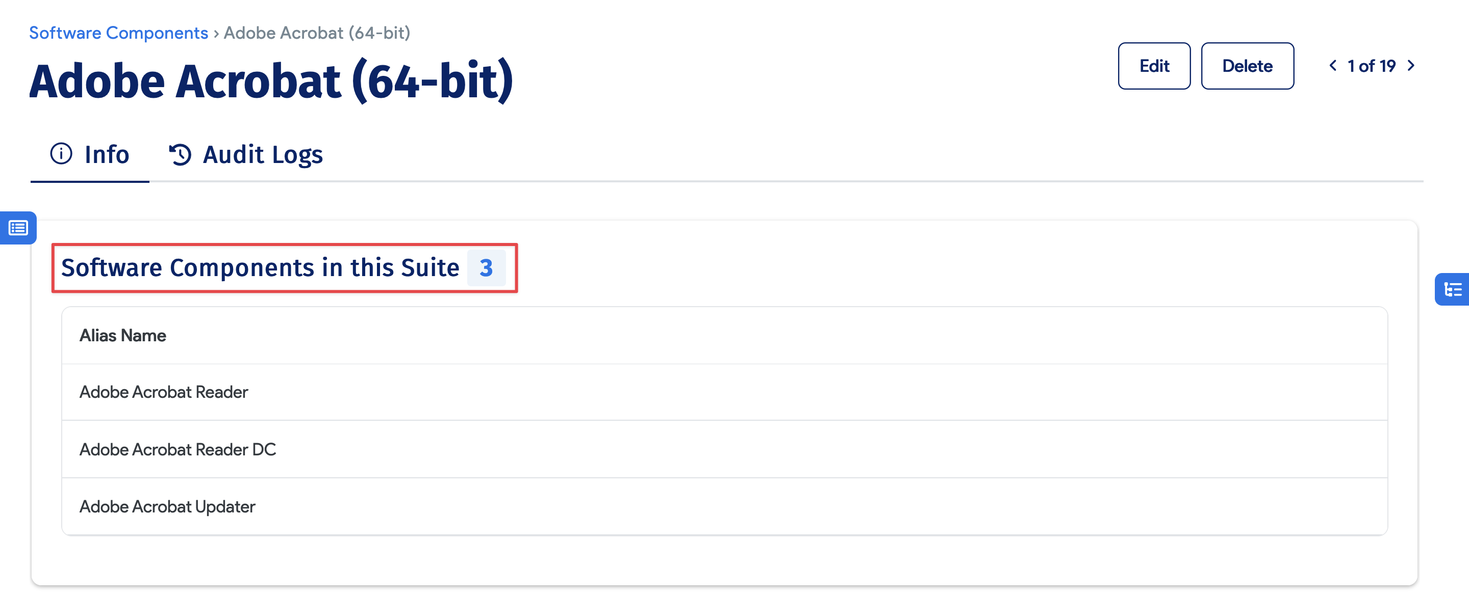 Software components in suite box