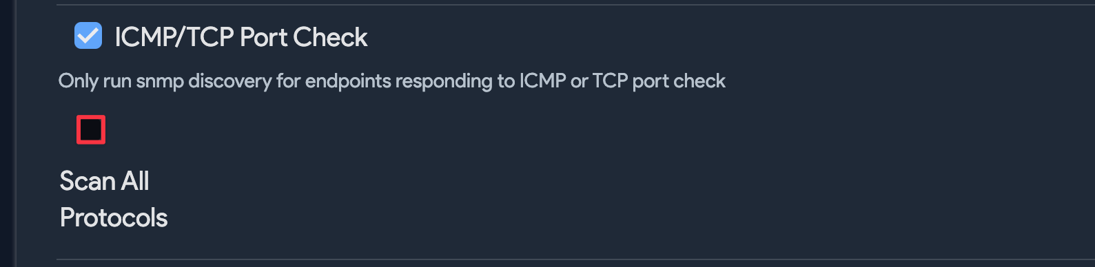 ICMP/TCP Port Check option