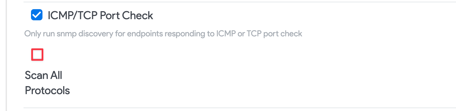 ICMP/TCP Port Check option