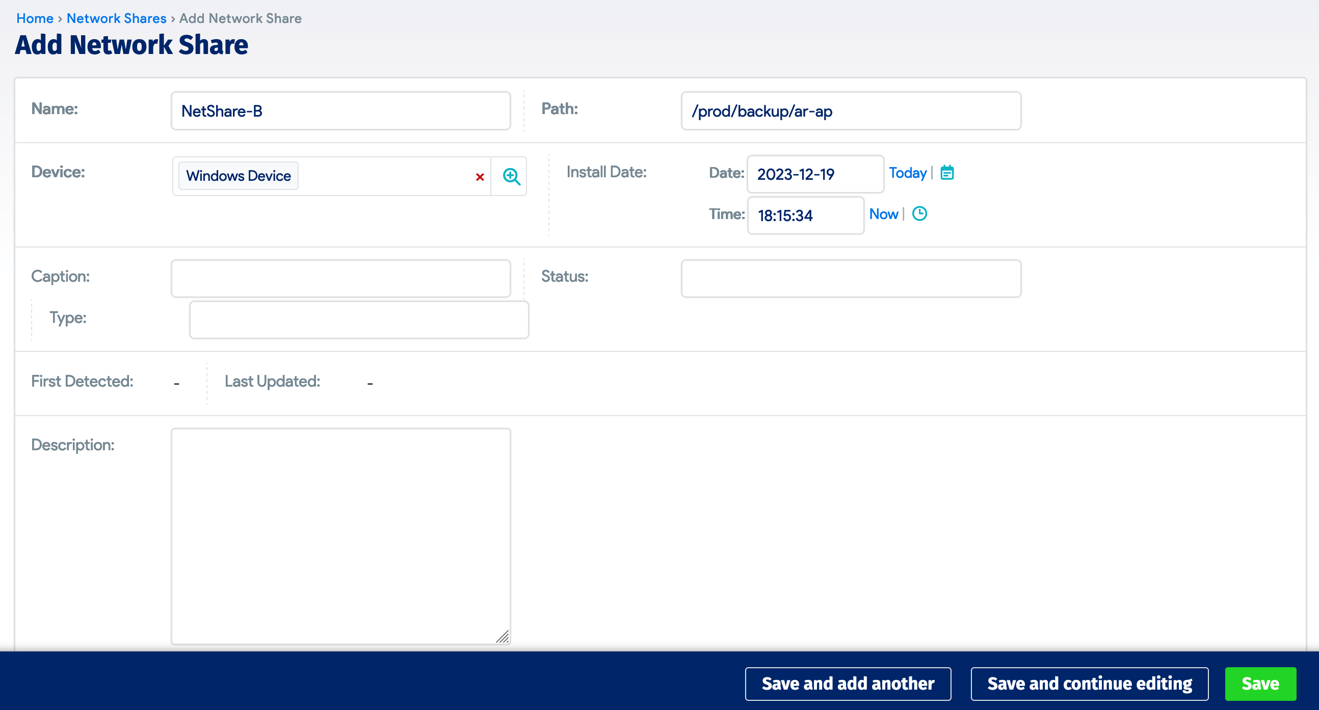 Network Shares actions