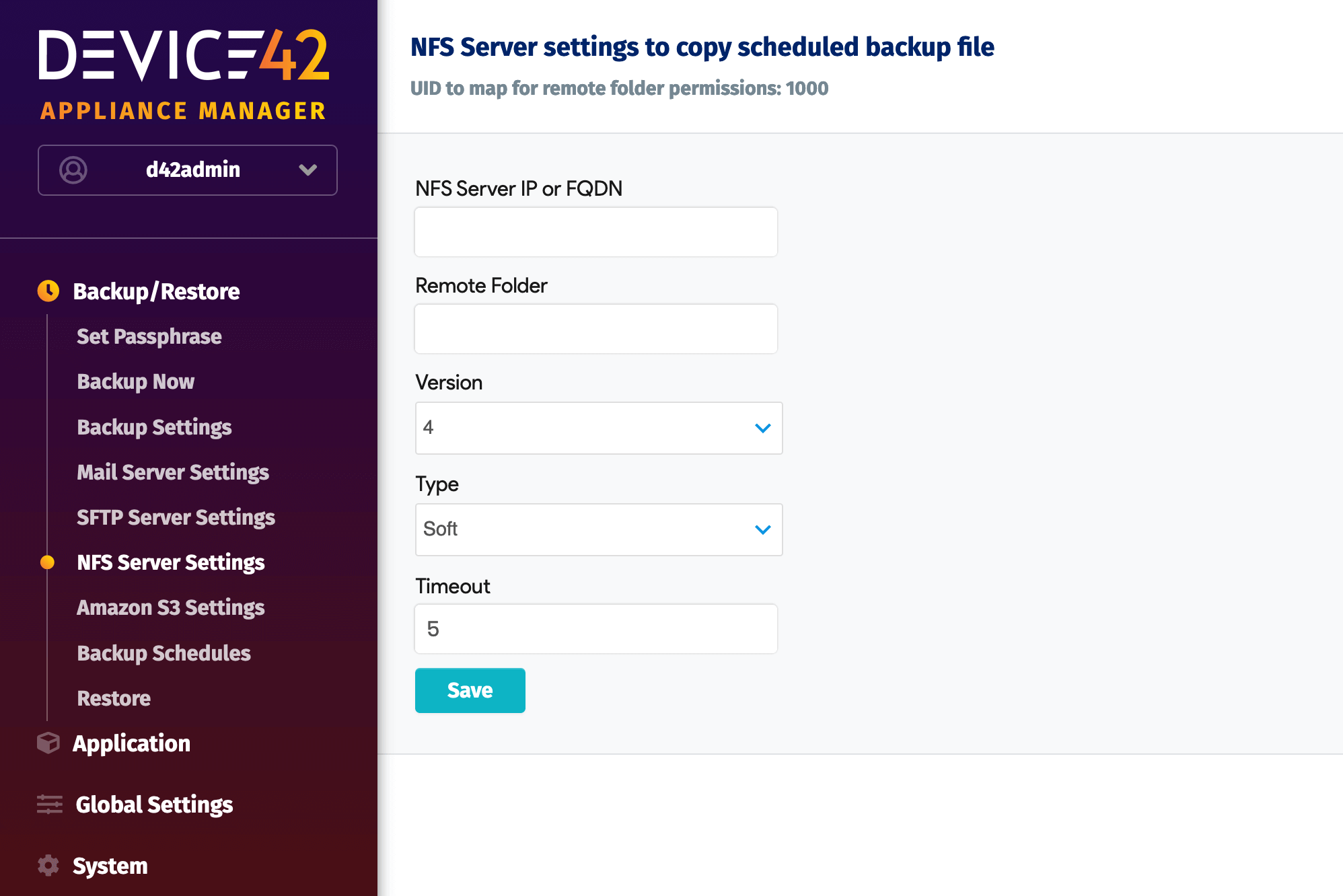 Backup to an NFS server