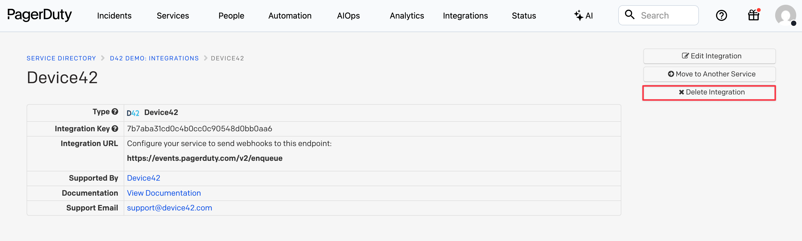 Delete Device42 integration