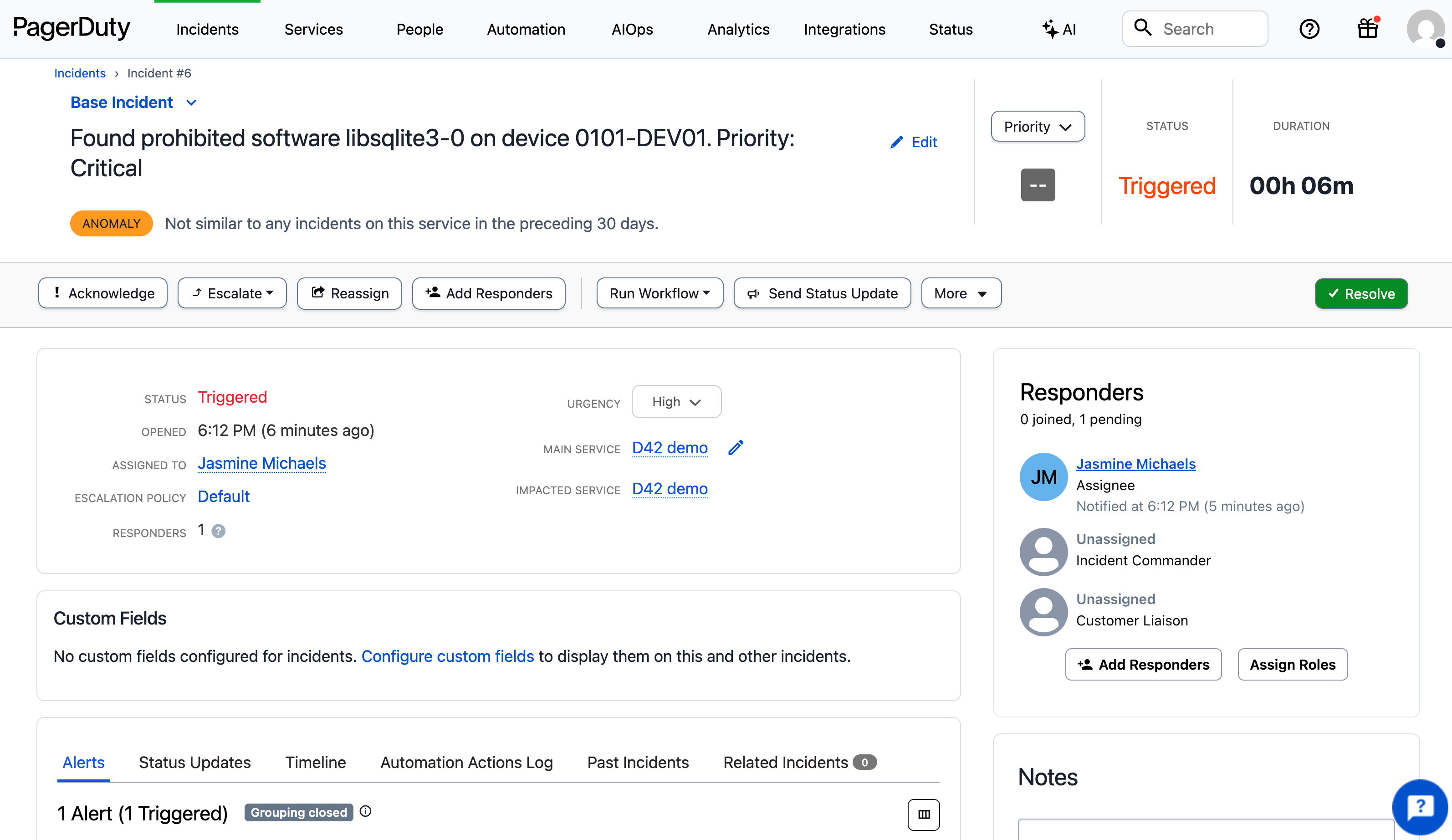 PagerDuty incident details