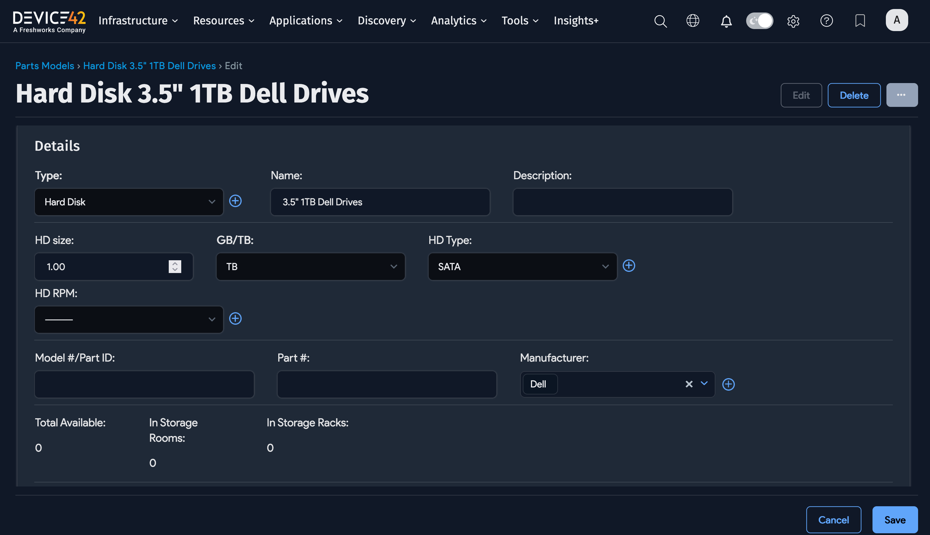Edit ports layout button on a part template