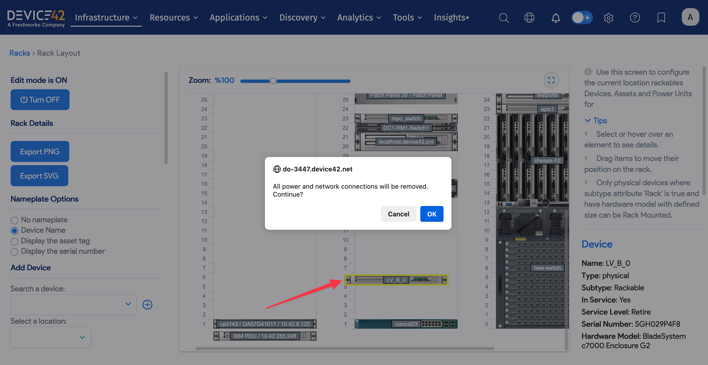 Moving devices between racks