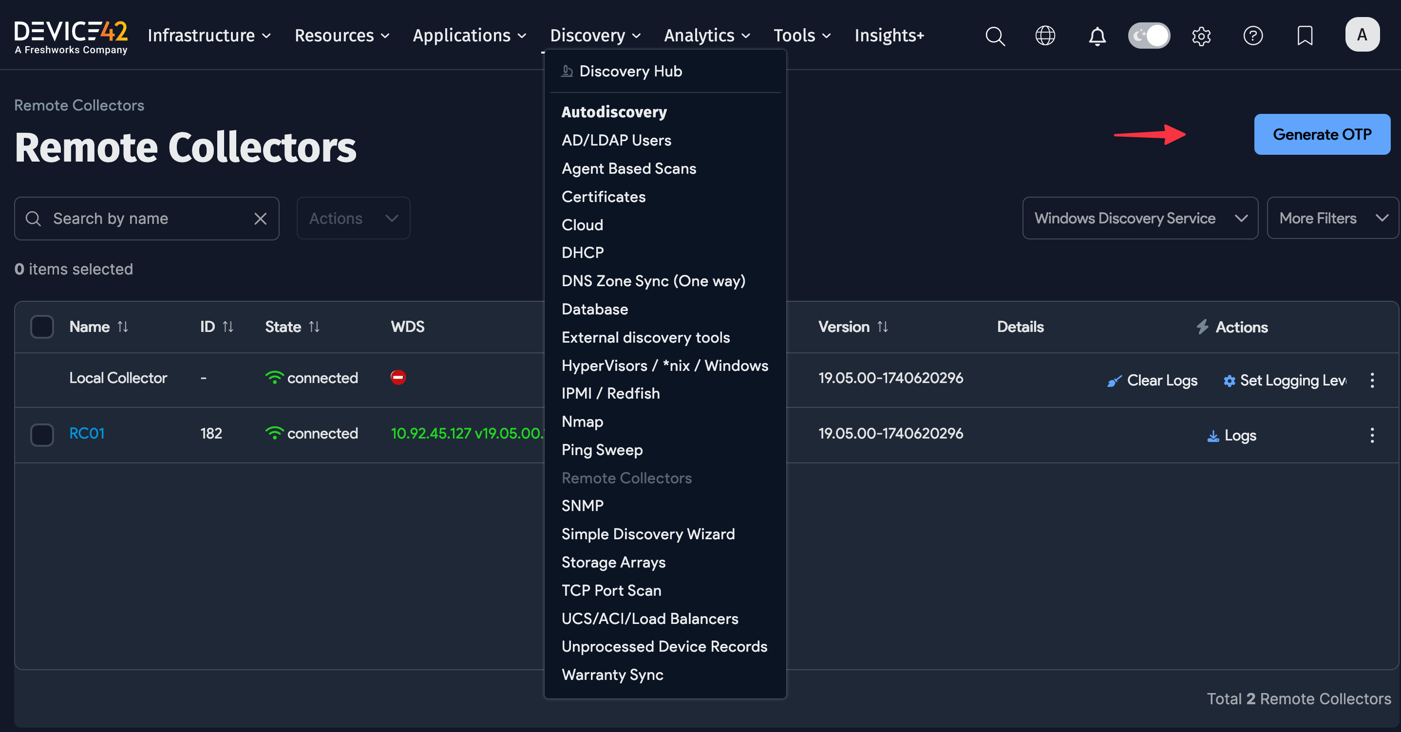 RC menu location and OTP button