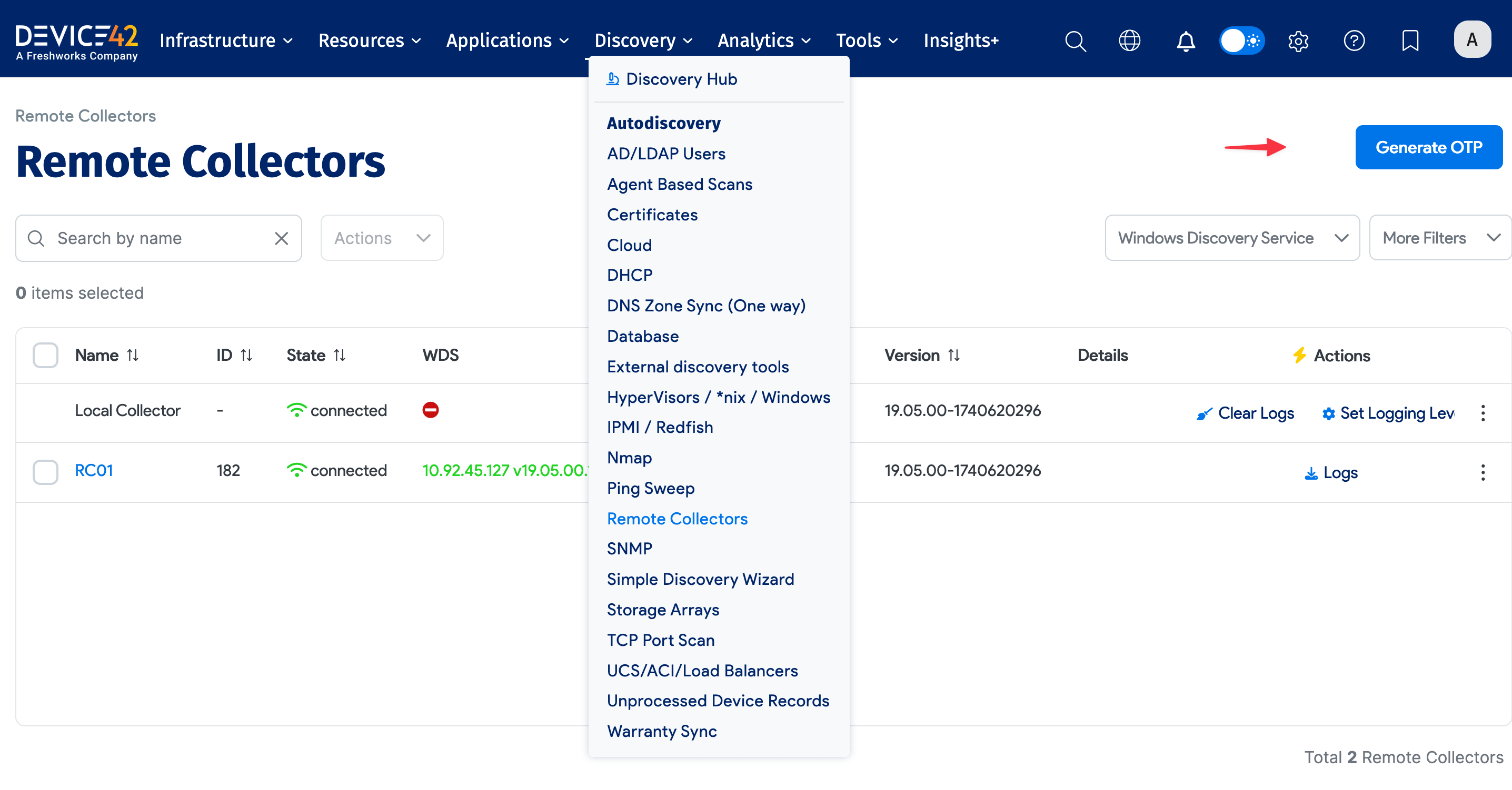 RC menu location and OTP button