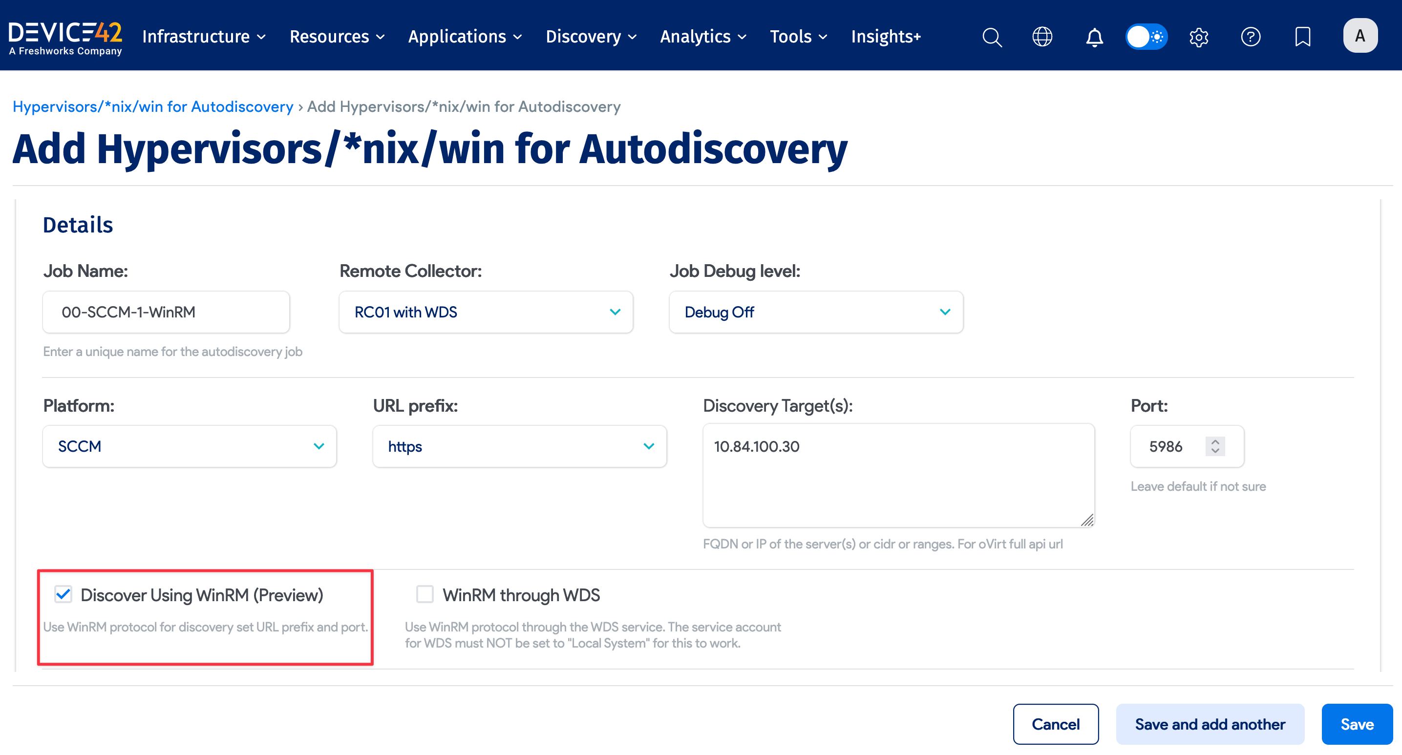 Change Hypervisor WinRM