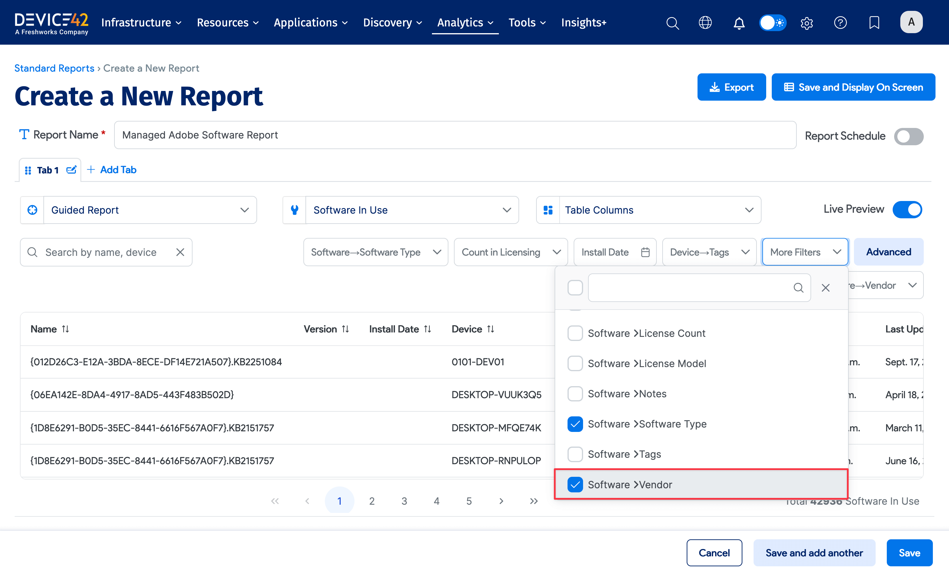 Select vendor filter