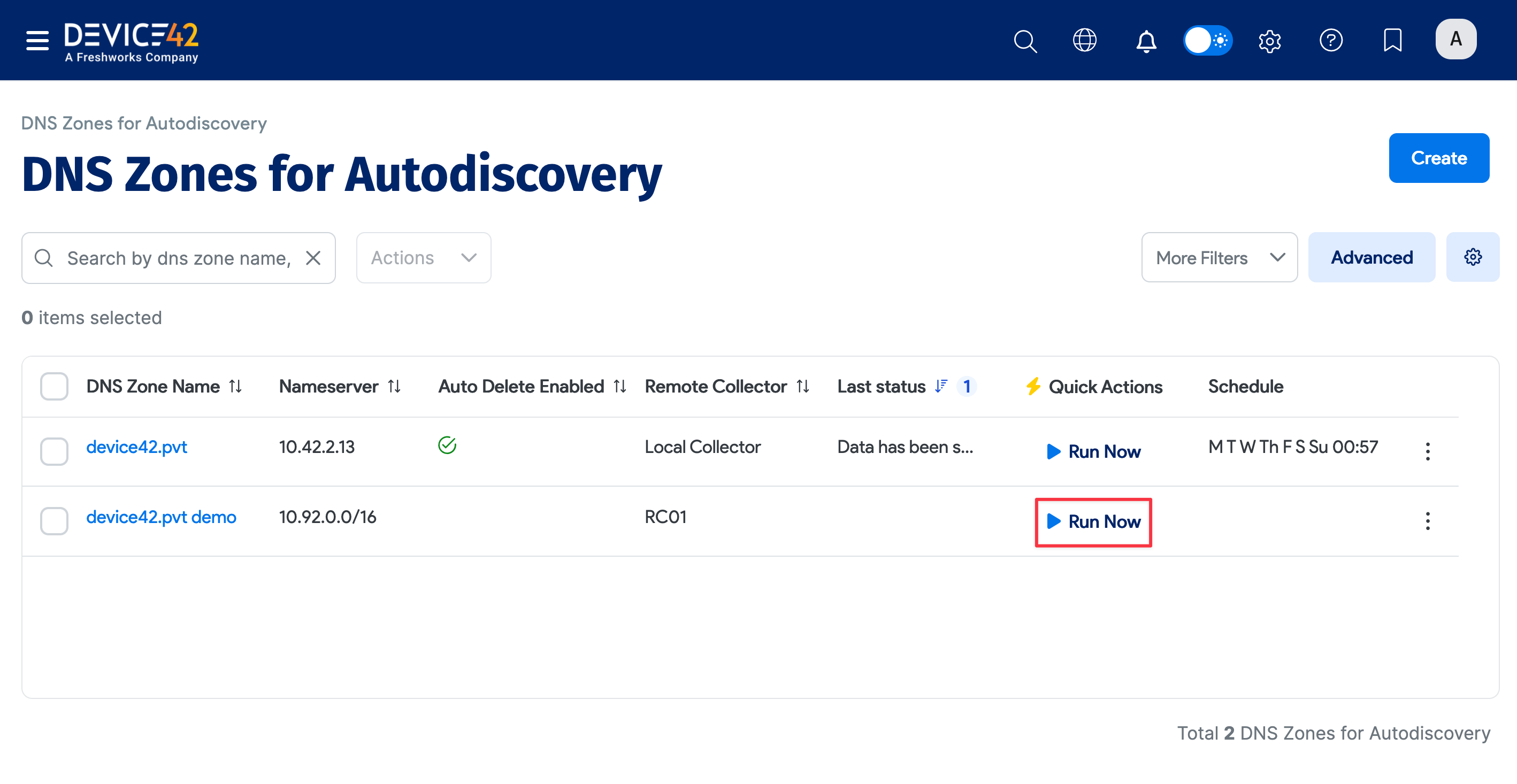 Run Now job details page