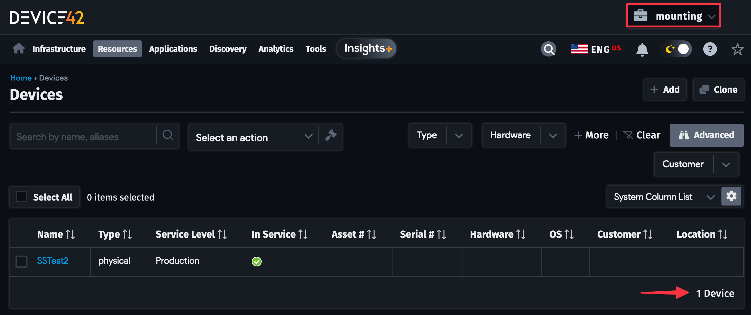 Mounting user device list