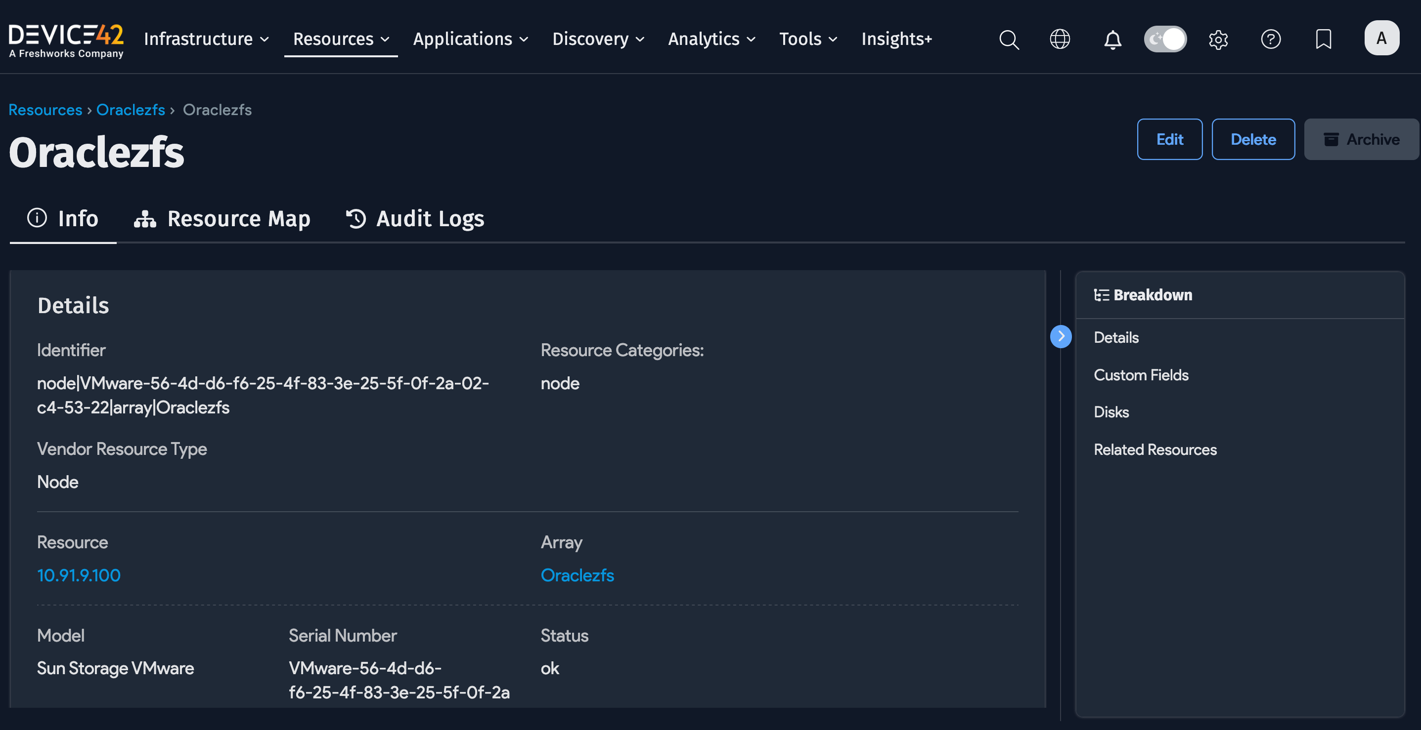 Storage array related resource