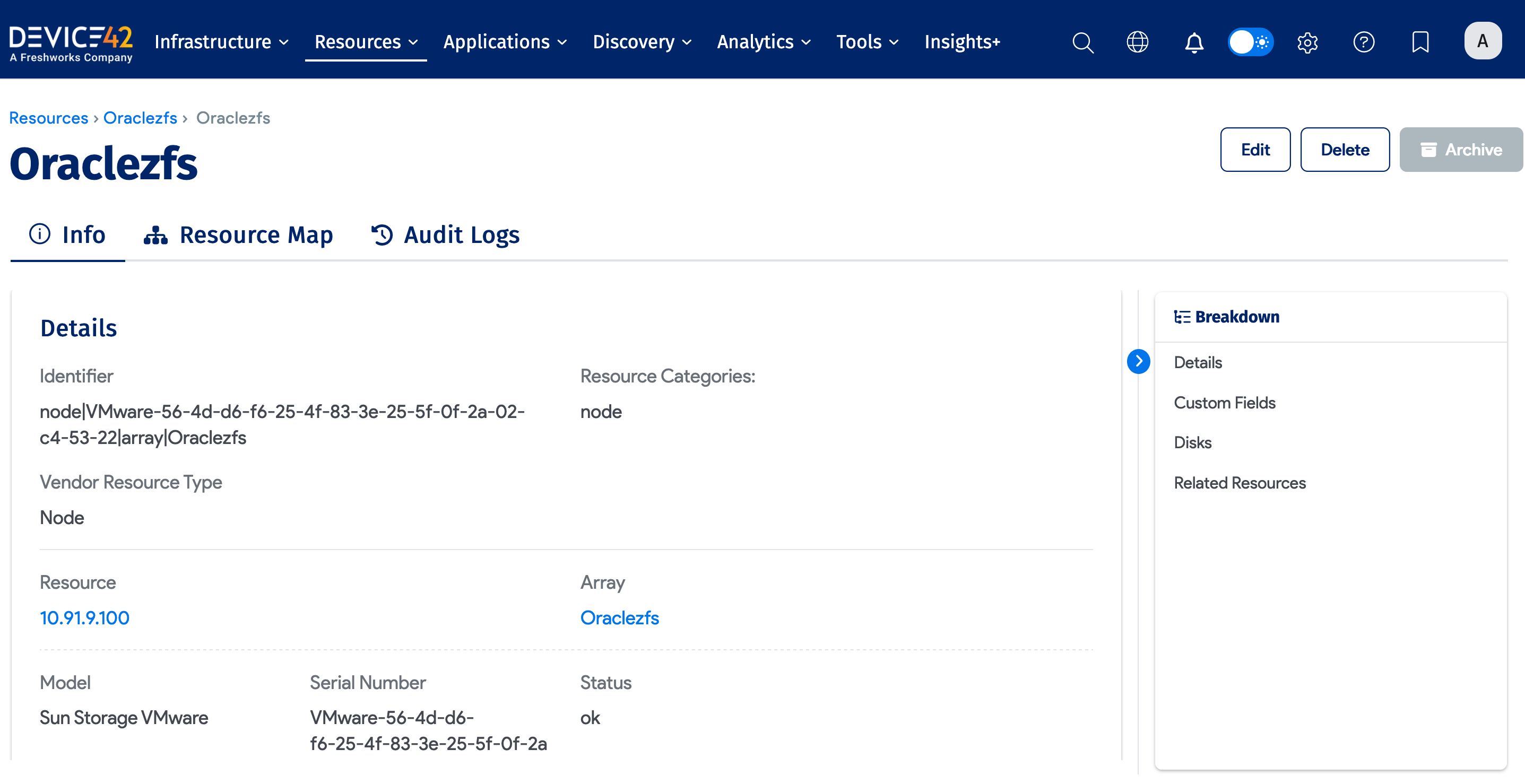 Storage array related resource
