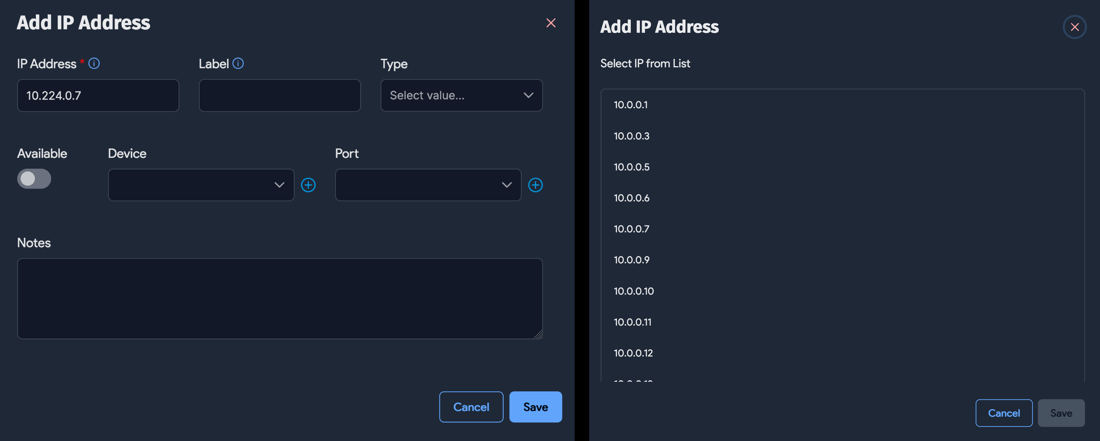 Add / edit IPs per subnet