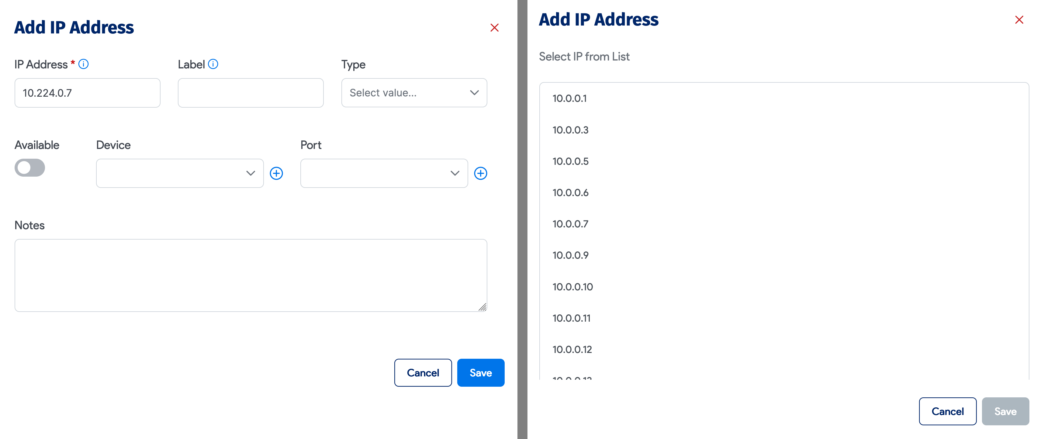 Add / edit IPs per subnet