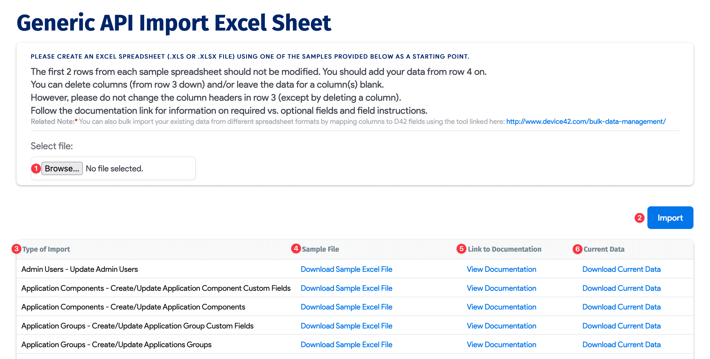 Imports/Exports (xls) page