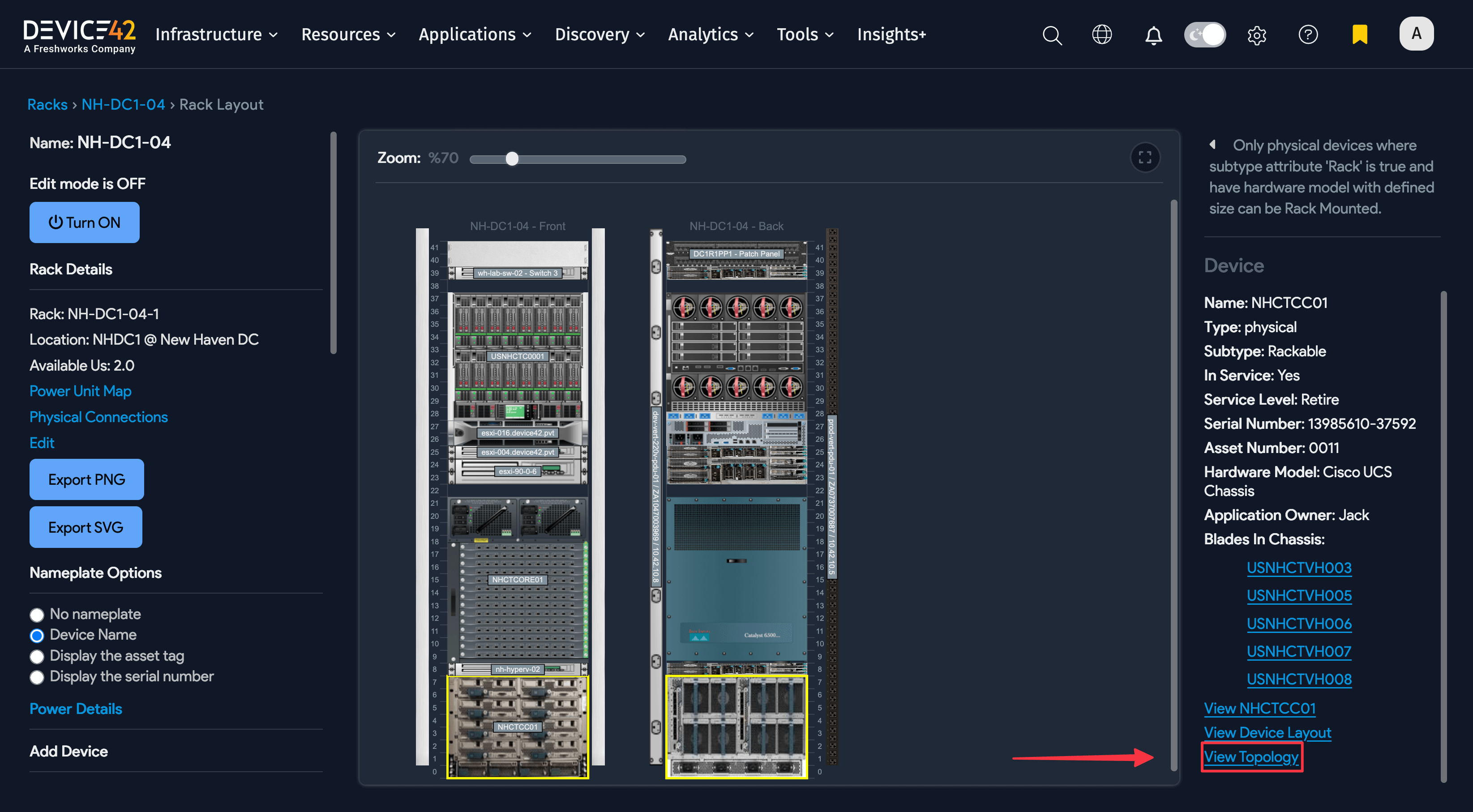 Rack Layout view