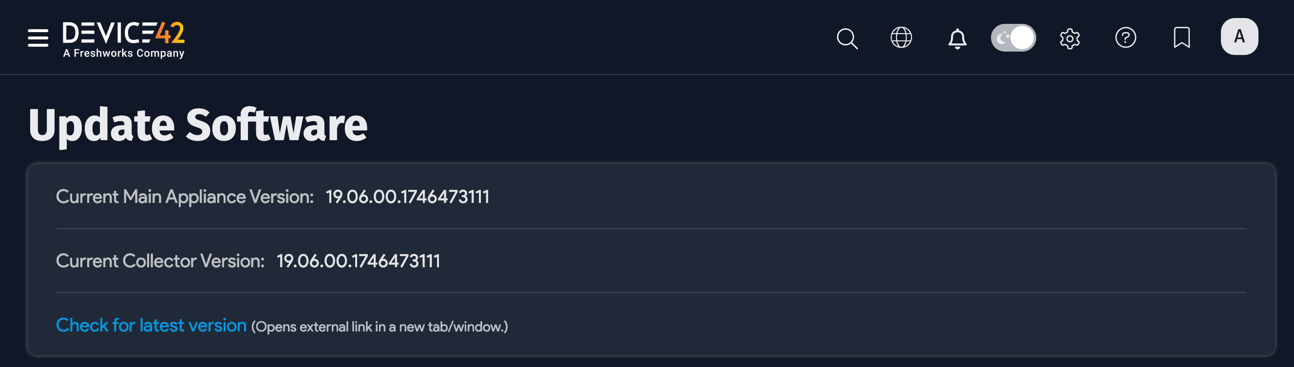 Update settings page