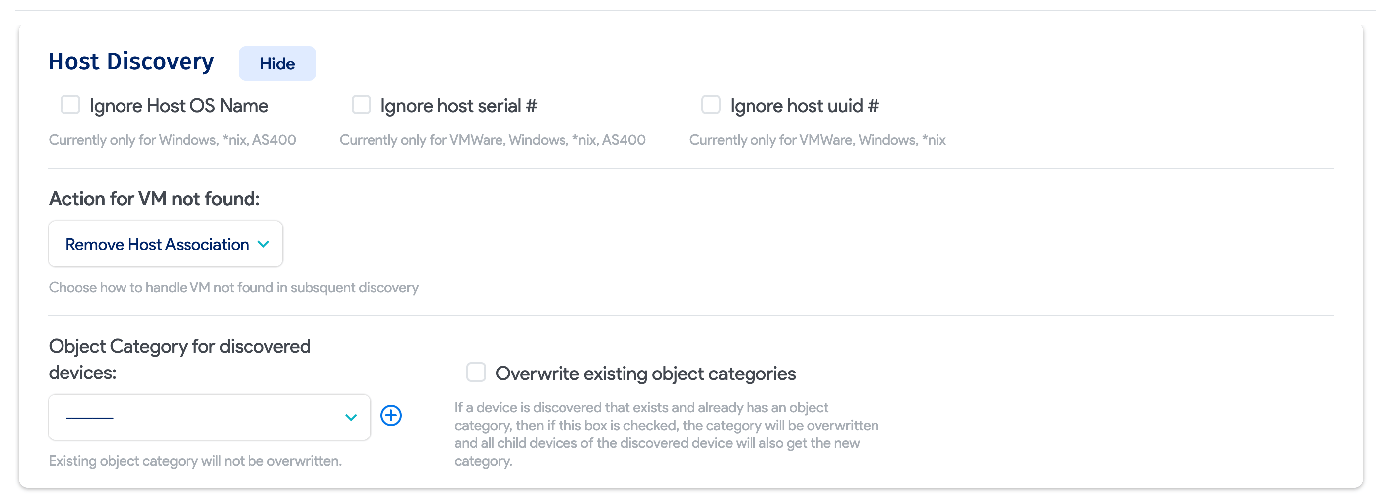 Host Discovery options