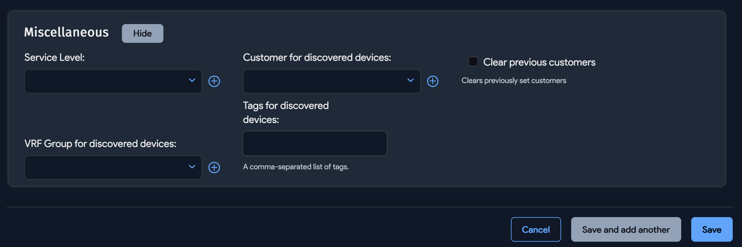 Miscellaneous options