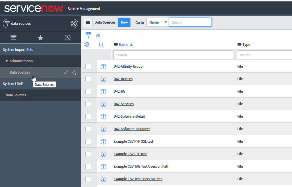 ServiceNow add external datasource DOQL