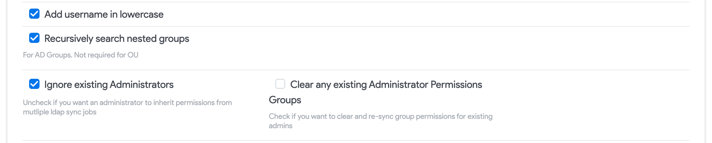 Administrator options