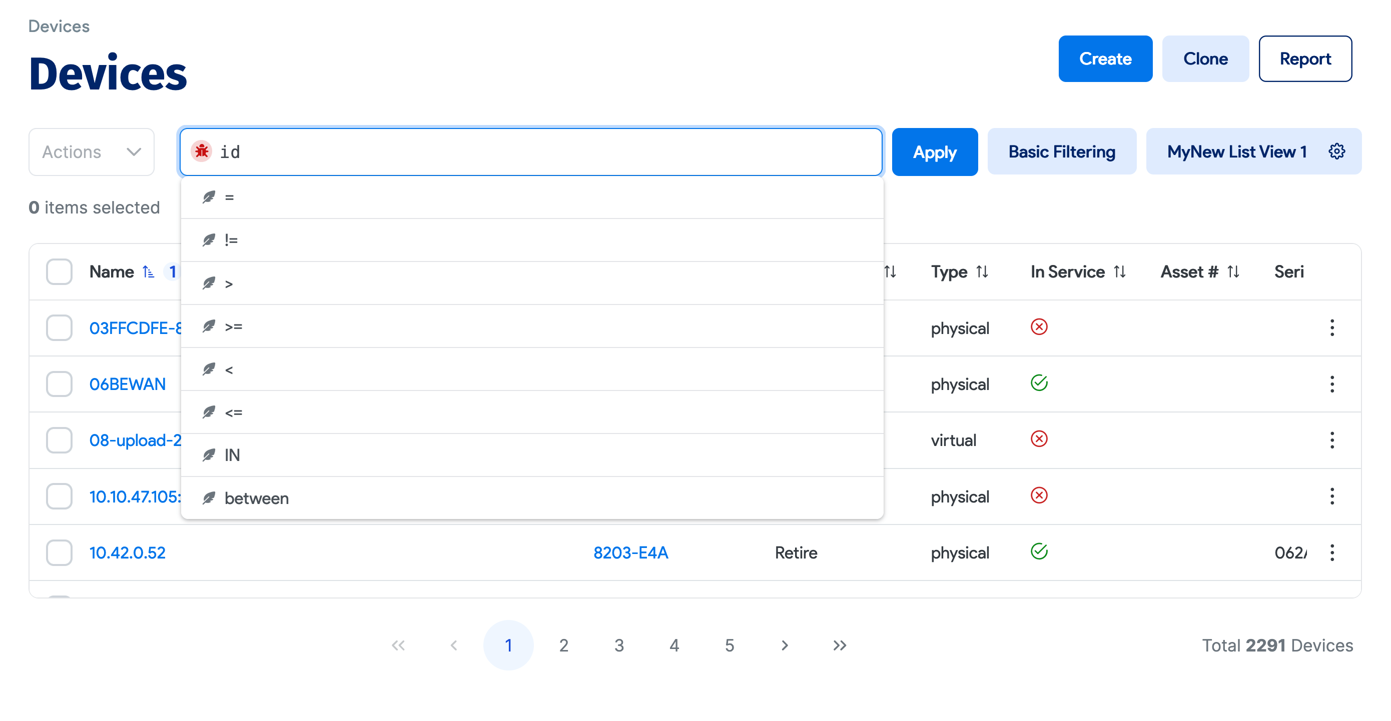 Operator suggestions