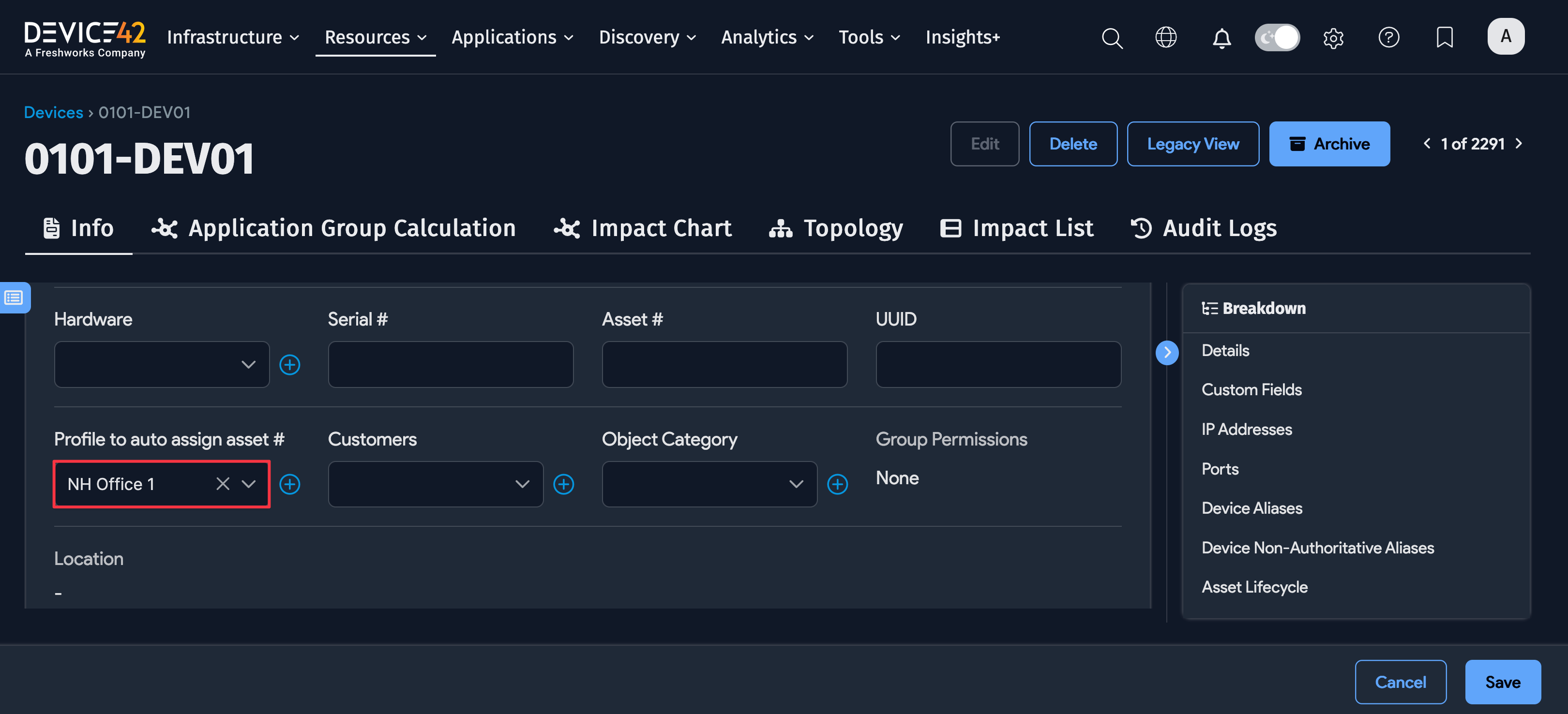 Select asset profile