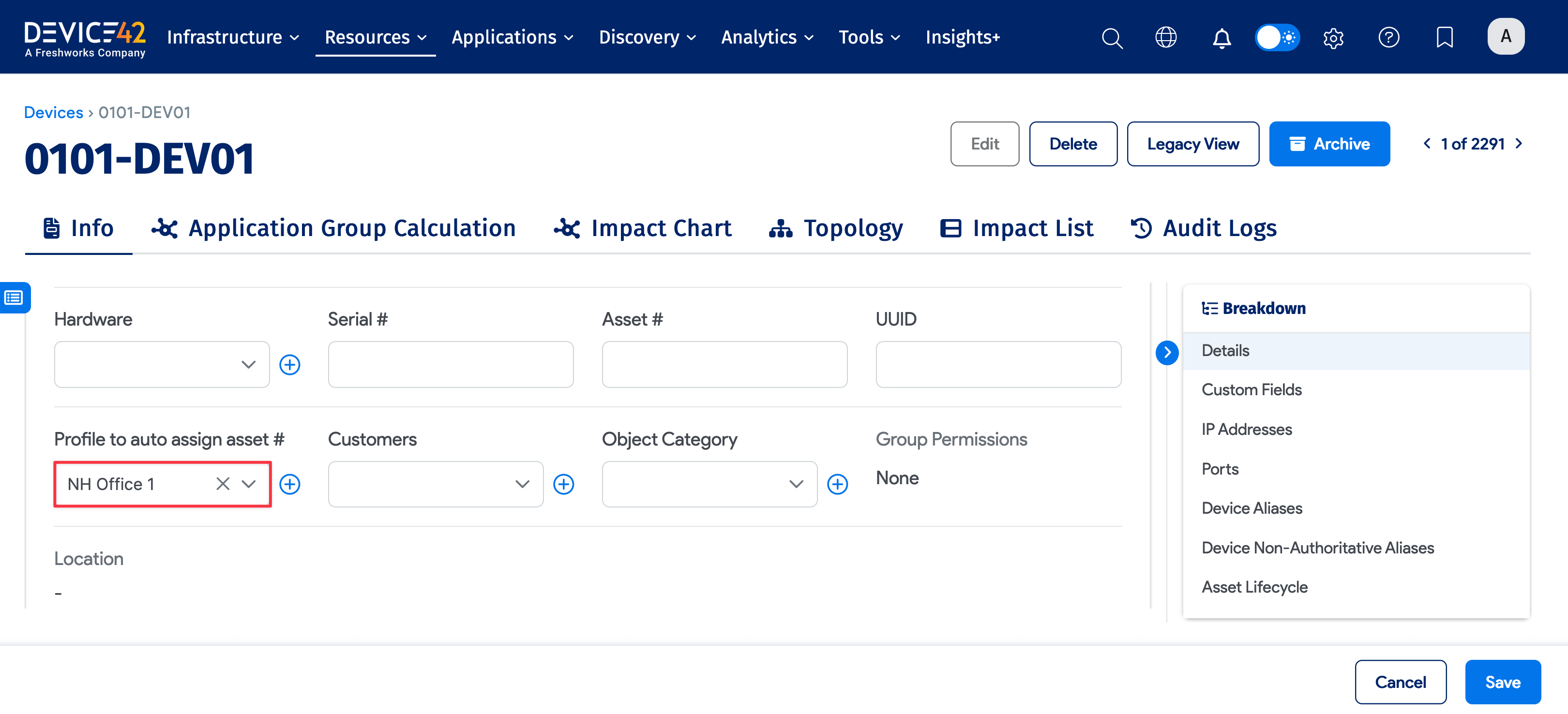 Select asset profile