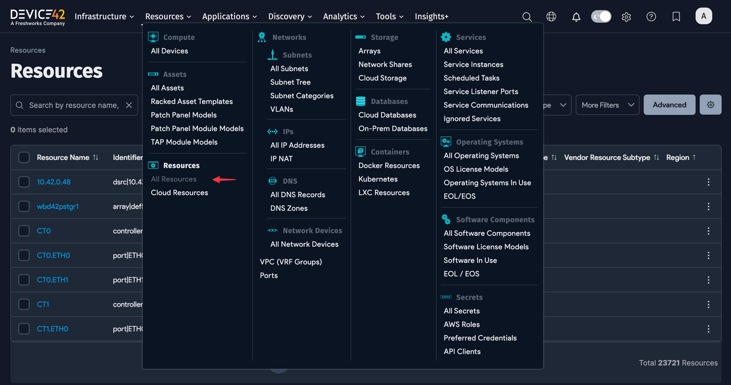 Resources menu location