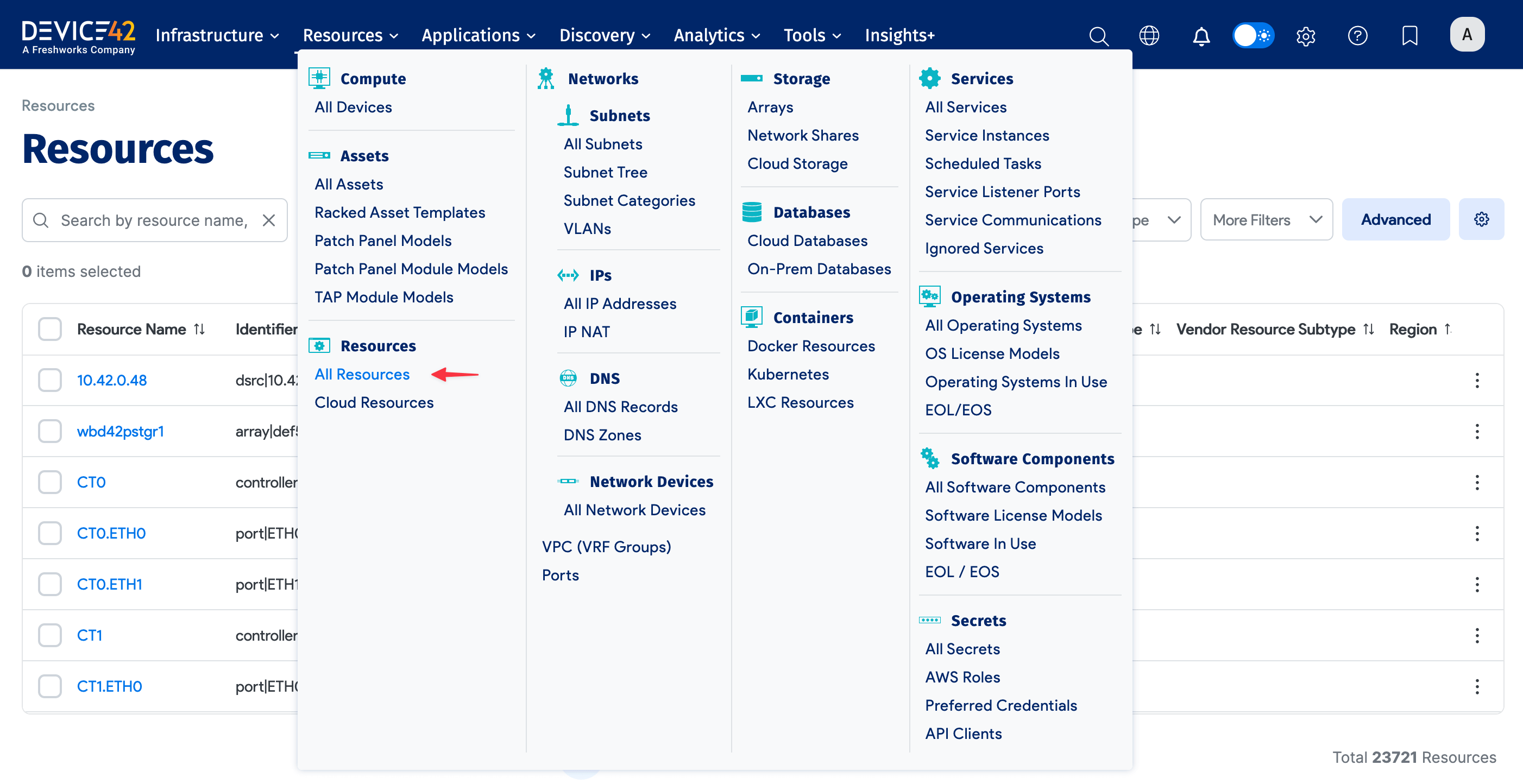 Resources menu location