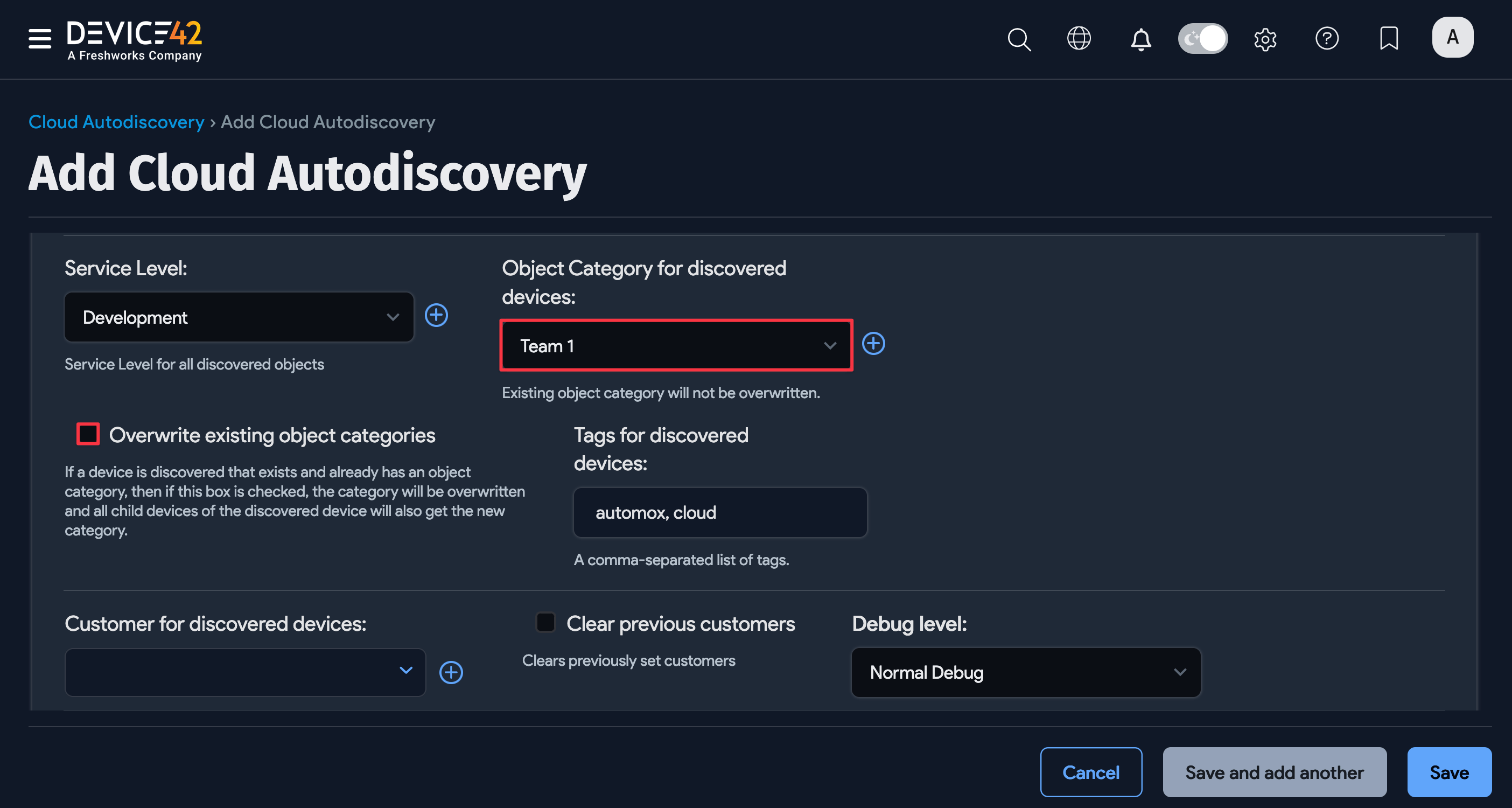 Optional autodiscovery job fields