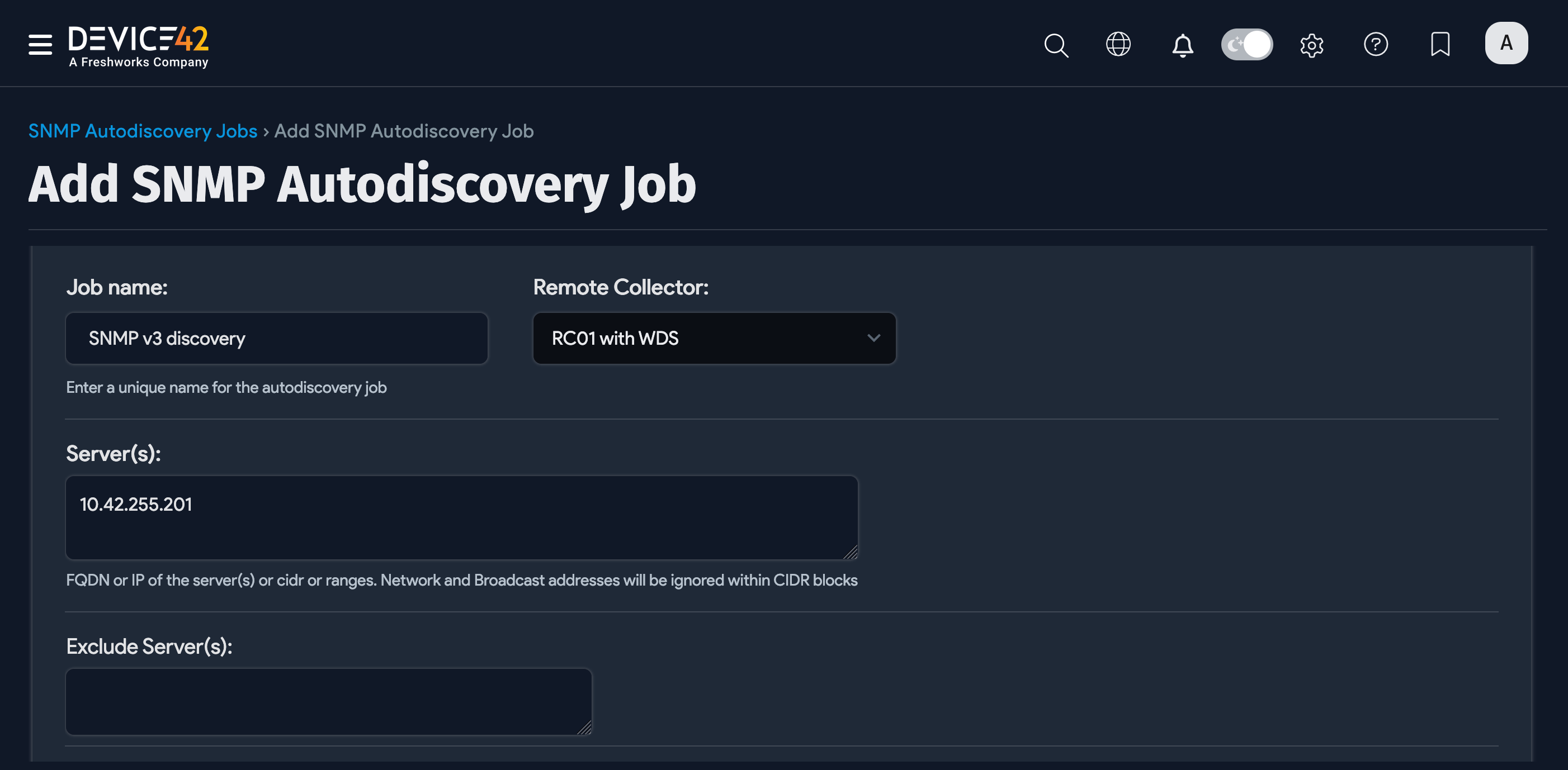 Blade system discovery job example